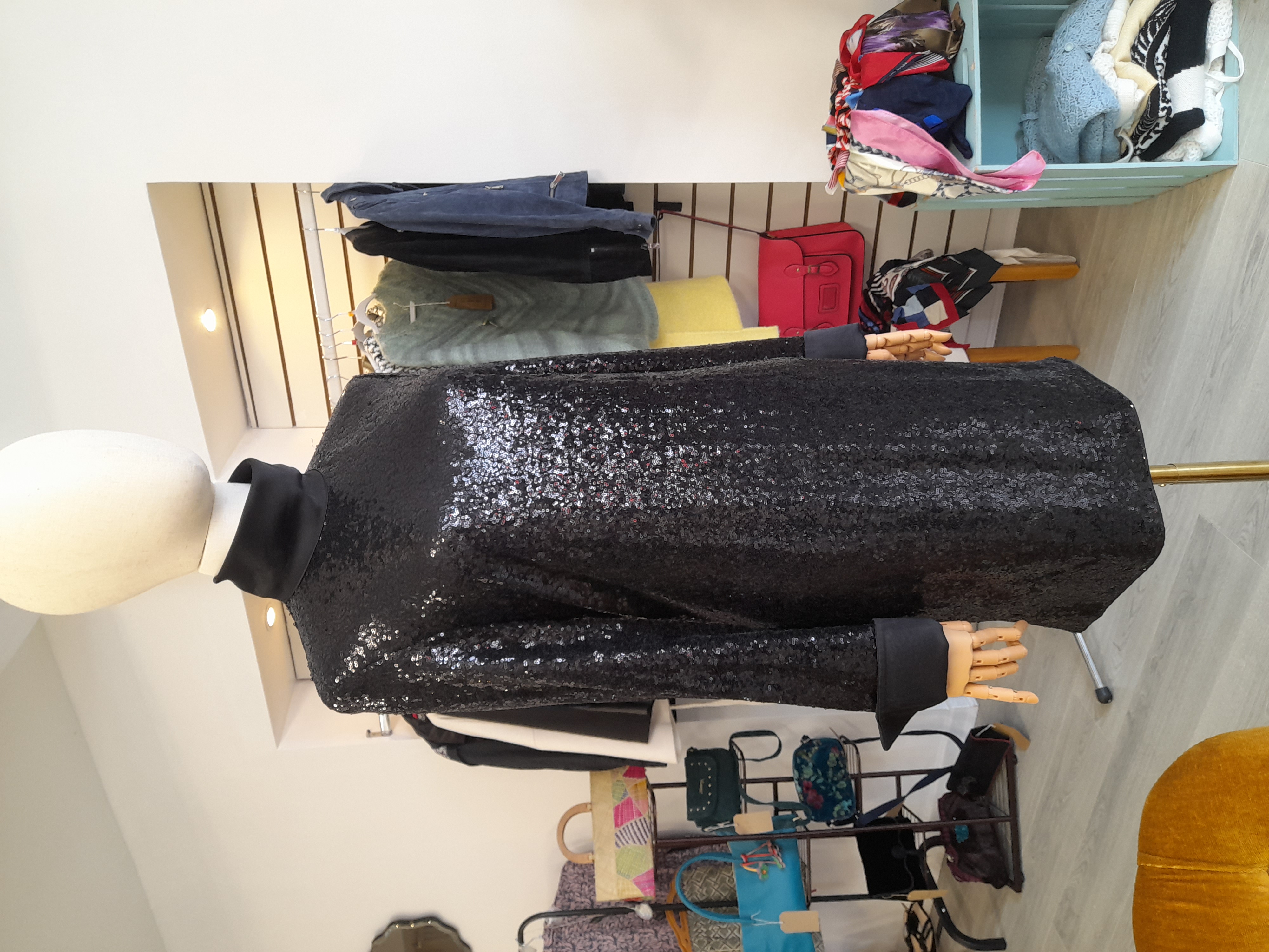 COS Sequin Mini Black Dress, Size 10