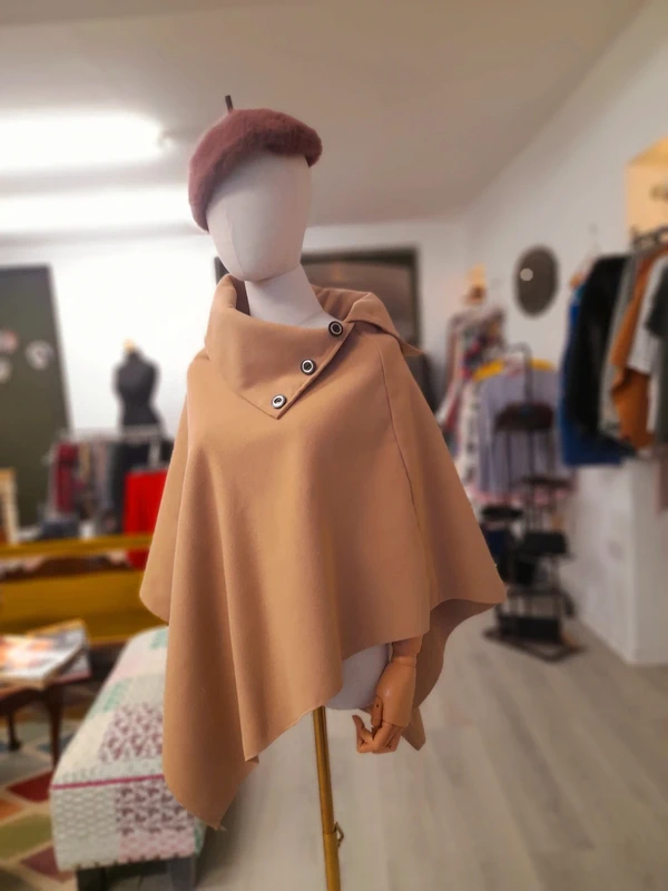 60's inspired beige poncho, One size