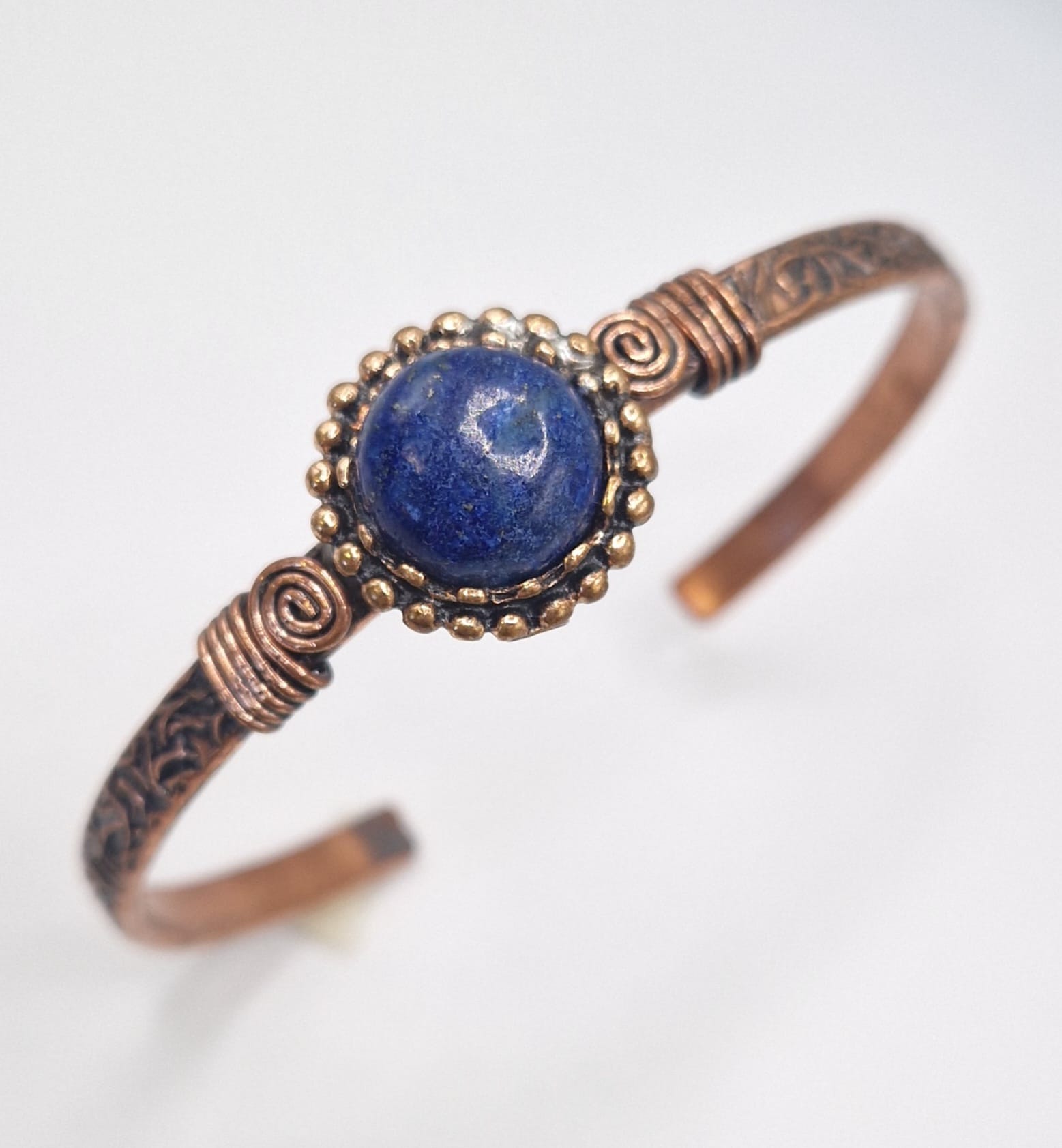 Lapis Lazuli Bracelet – Copper & Gold Adjustable Design