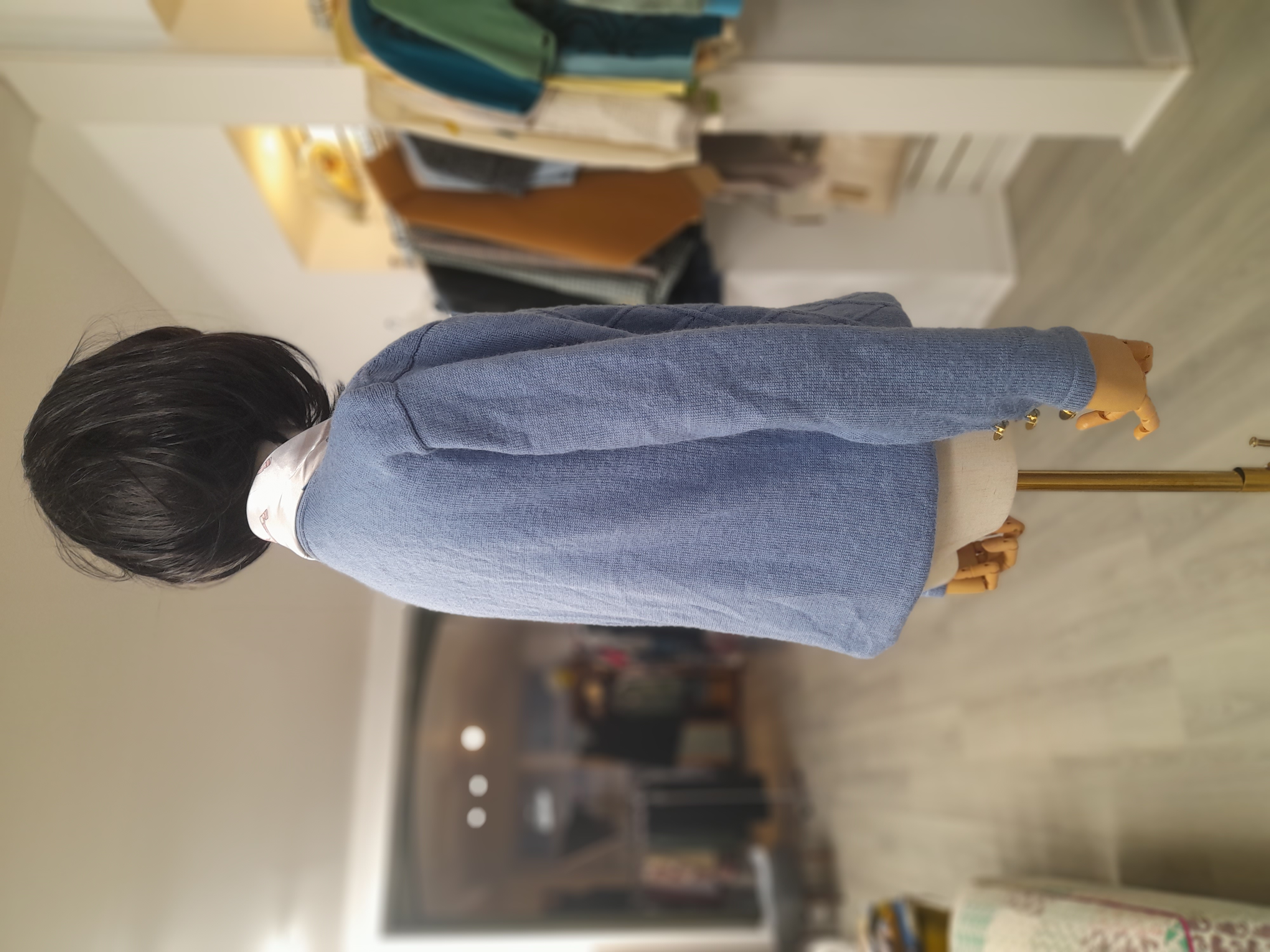 Vintage Wool Blend Knit Pattern Cardigan, Size S