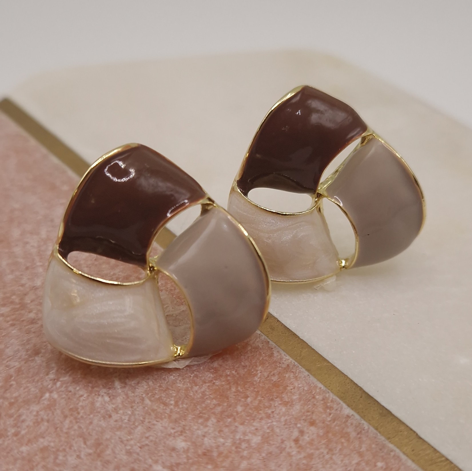 gold-tone geometric triangle stud earrings