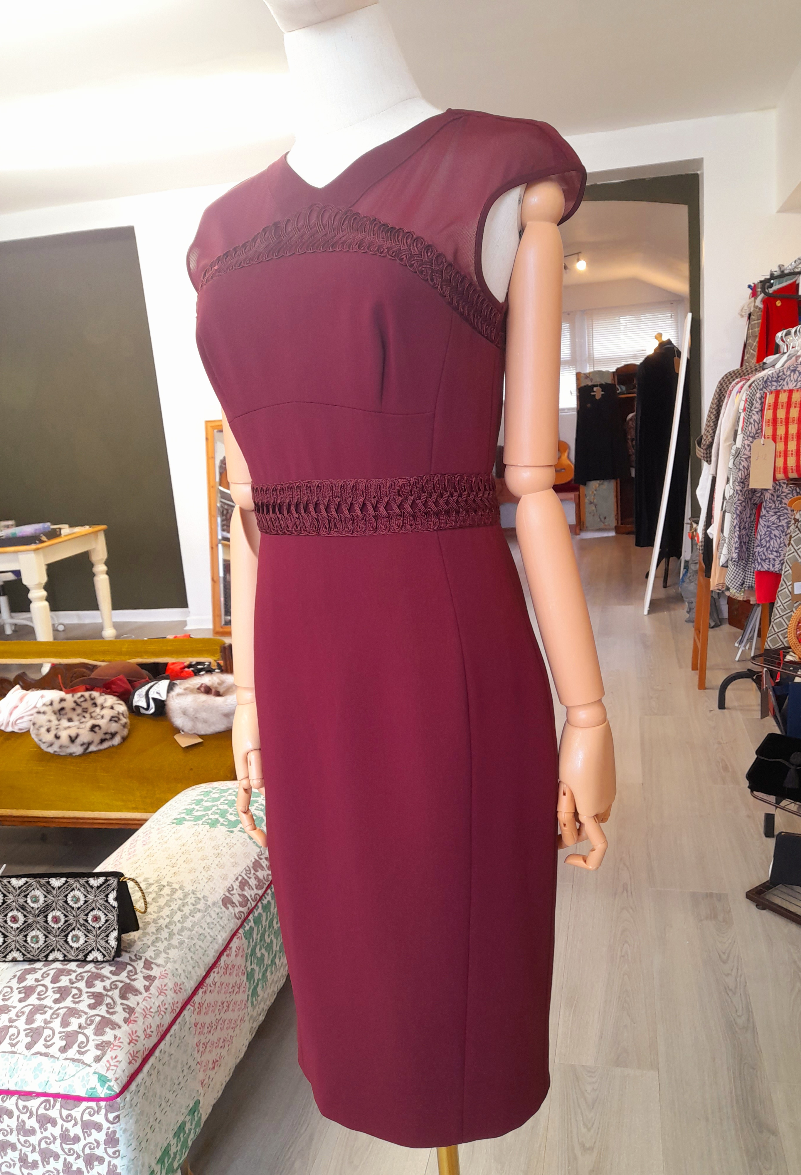 Karen Millen Burgundy Mini Dress, Size 10