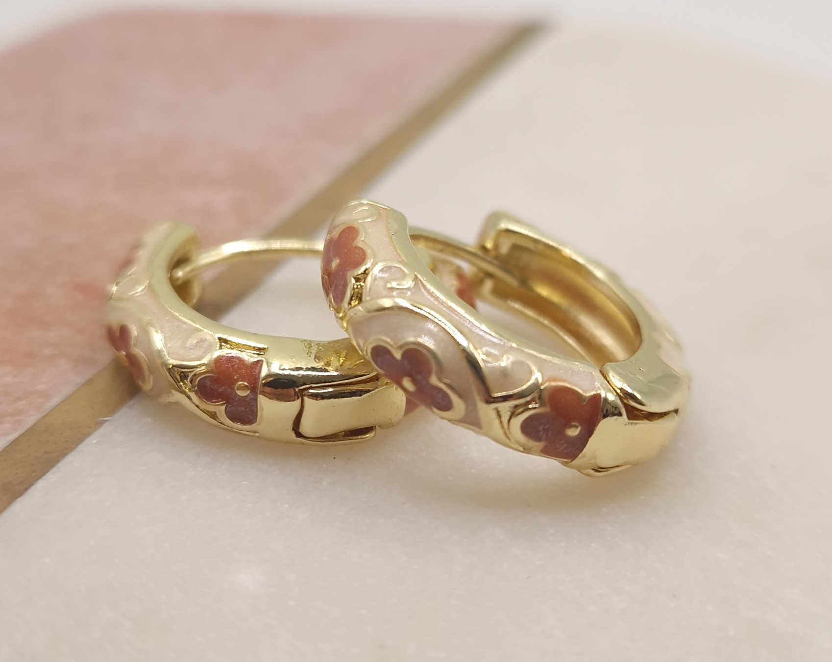 Floral hoop earrings