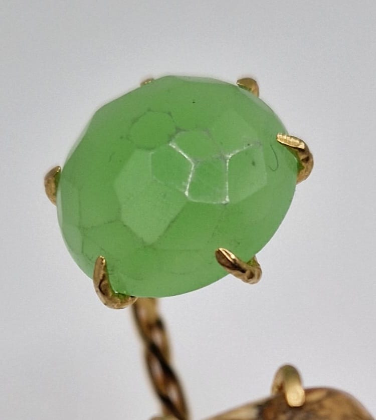 Elegant Dual-Stone Gold Plated Bracelet – Brown Jasper & Green Jade