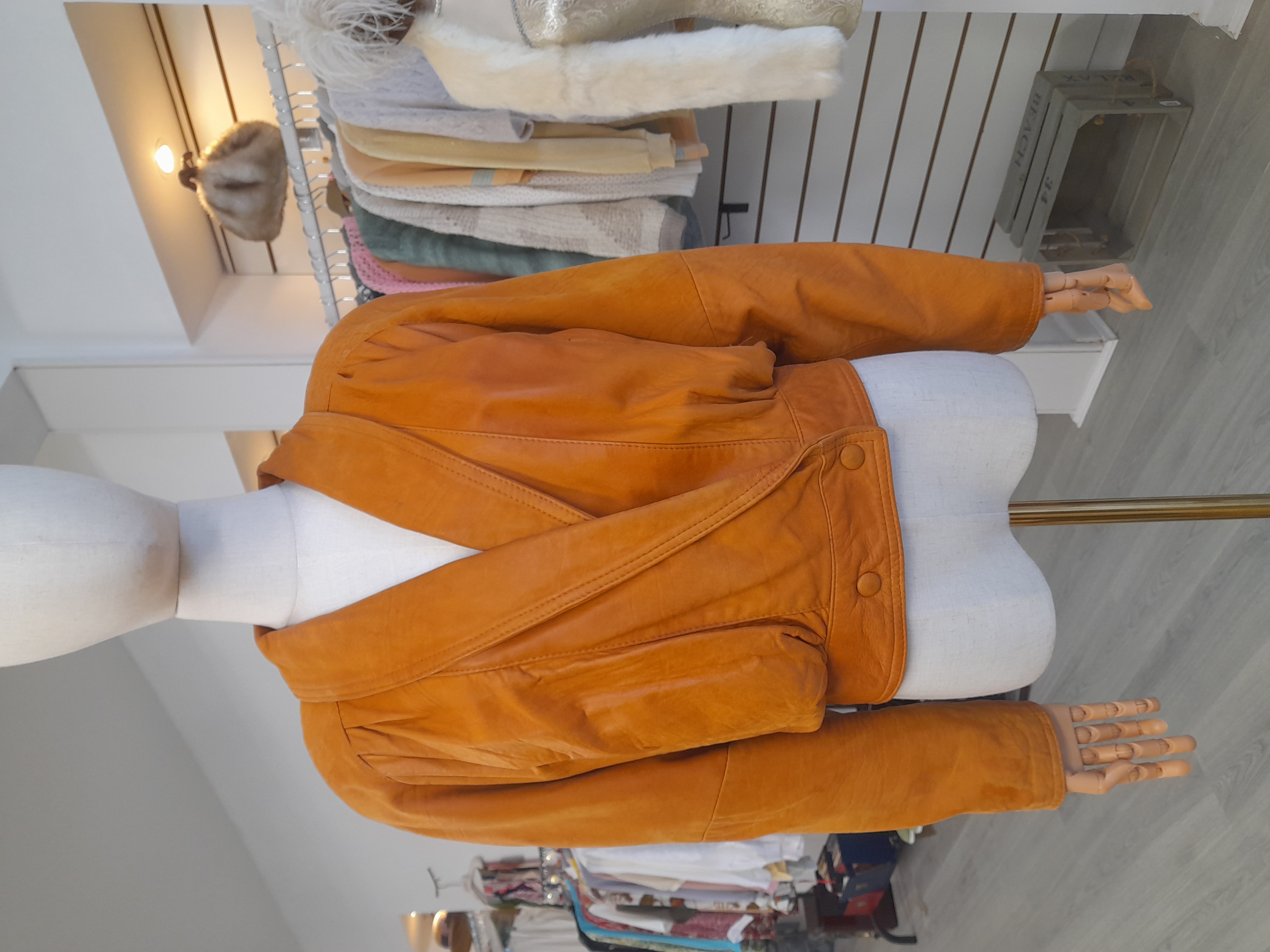 Vintage 80s Suede Orangy Brown Jacket, Size S