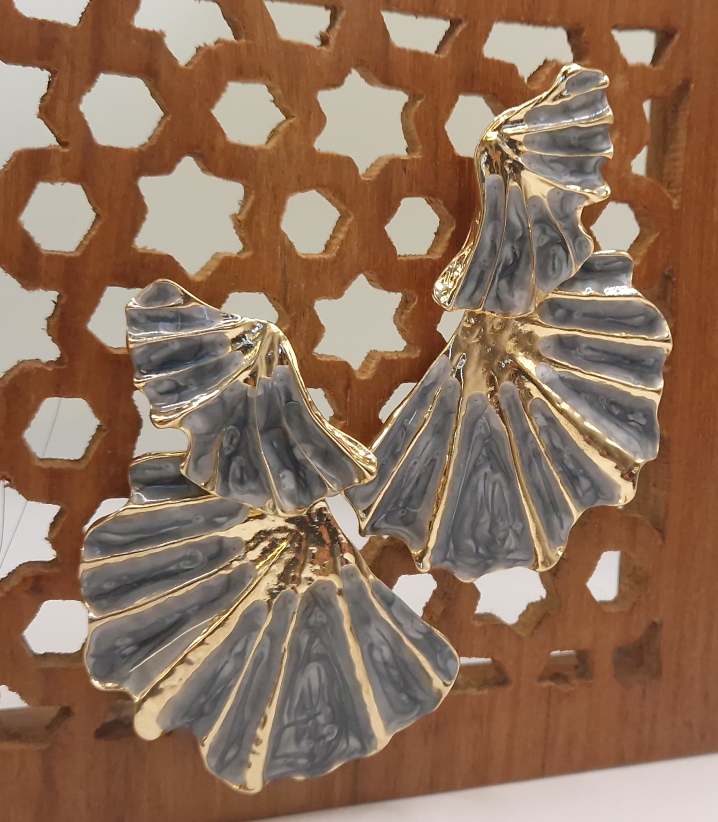 Fan-shaped statement earrings