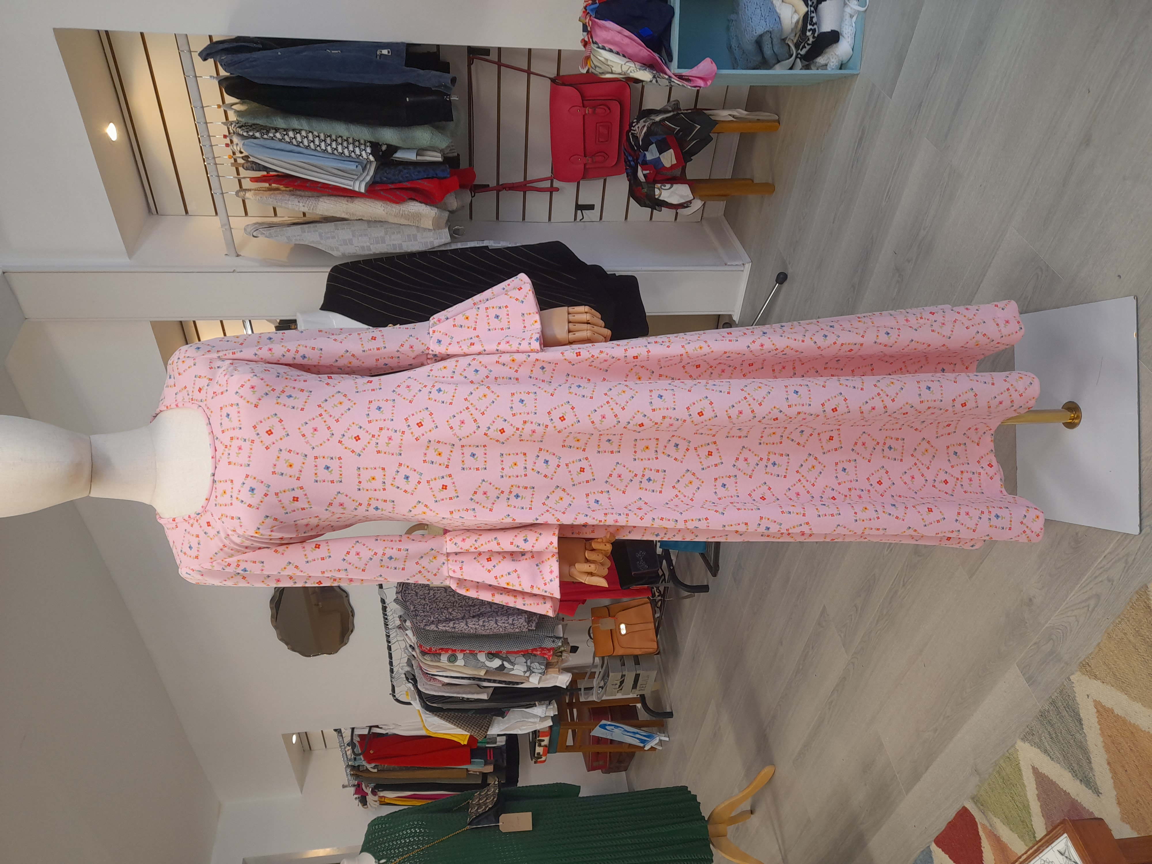 70s Vintage Maxi Pink Dress, Size M to L