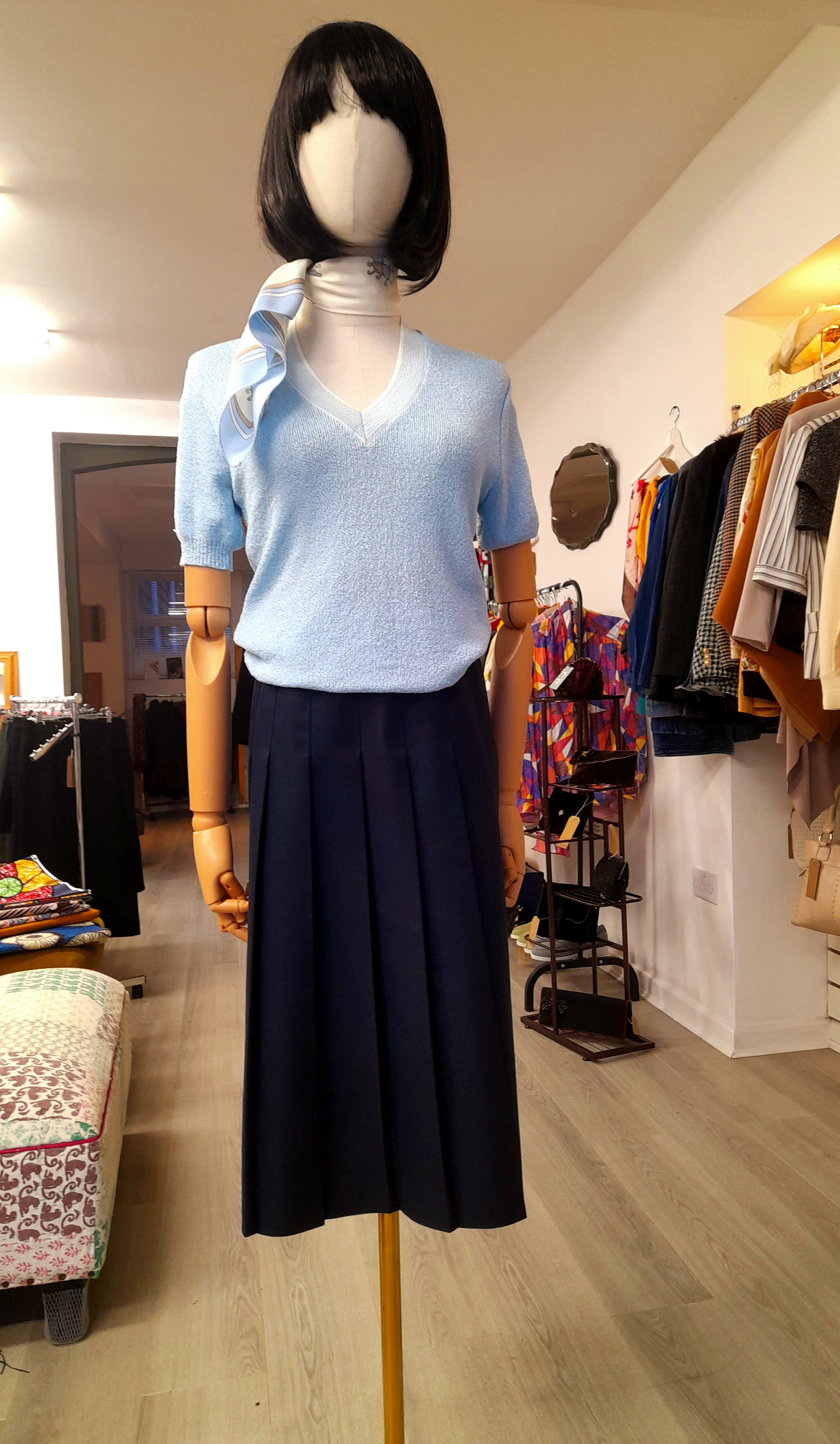 Vintage St Michael Baby Blue Knit Top, Size S