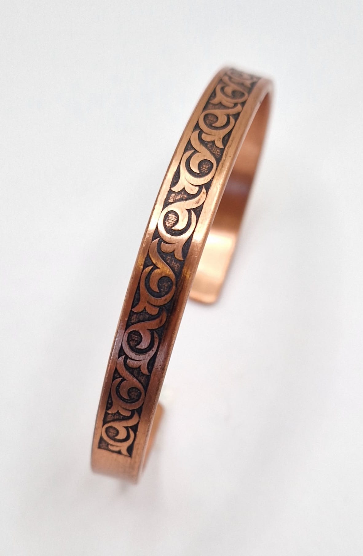 Copper Bracelet – Elegant Engraved Adjustable Design