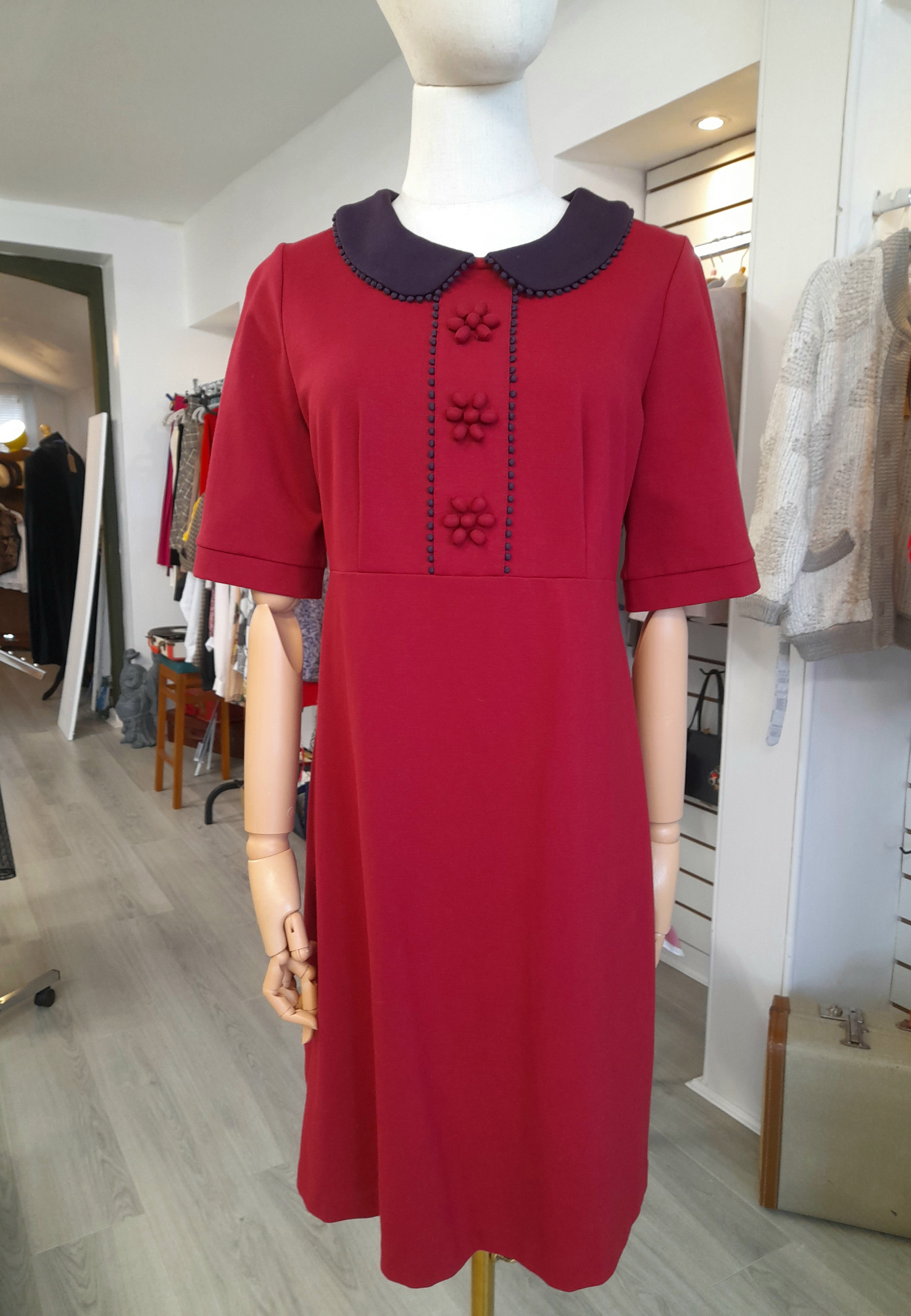 60's inspired mini Boden Burgundy Dress, Size L