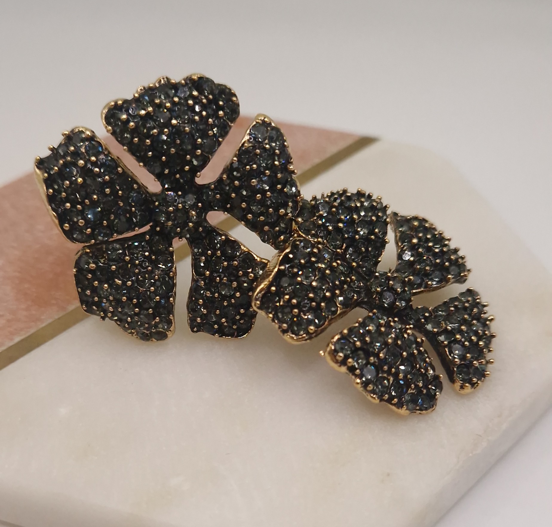 Kelsey - Gold Black Statement Earrings