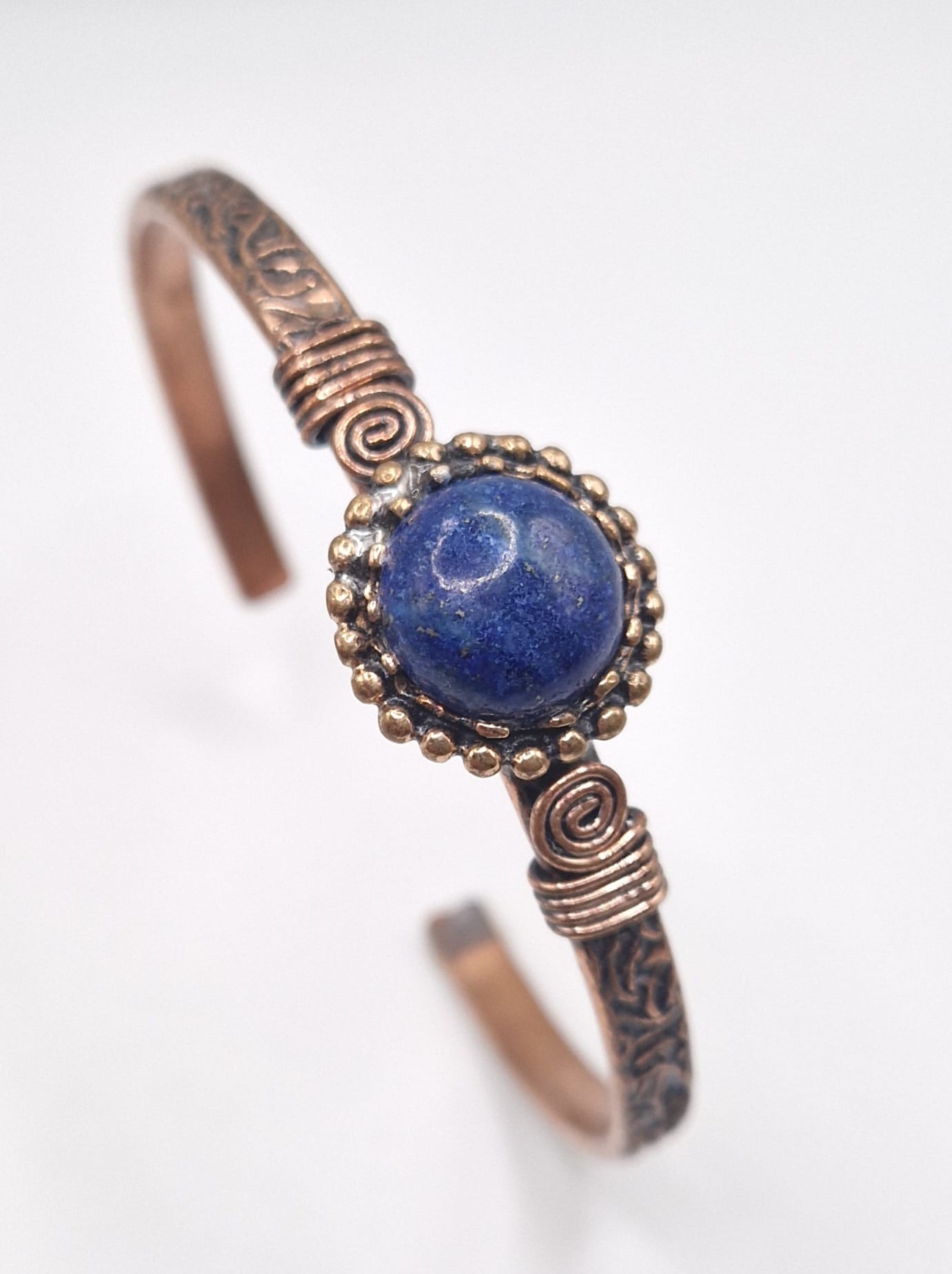 Lapis Lazuli Bracelet – Copper & Gold Adjustable Design