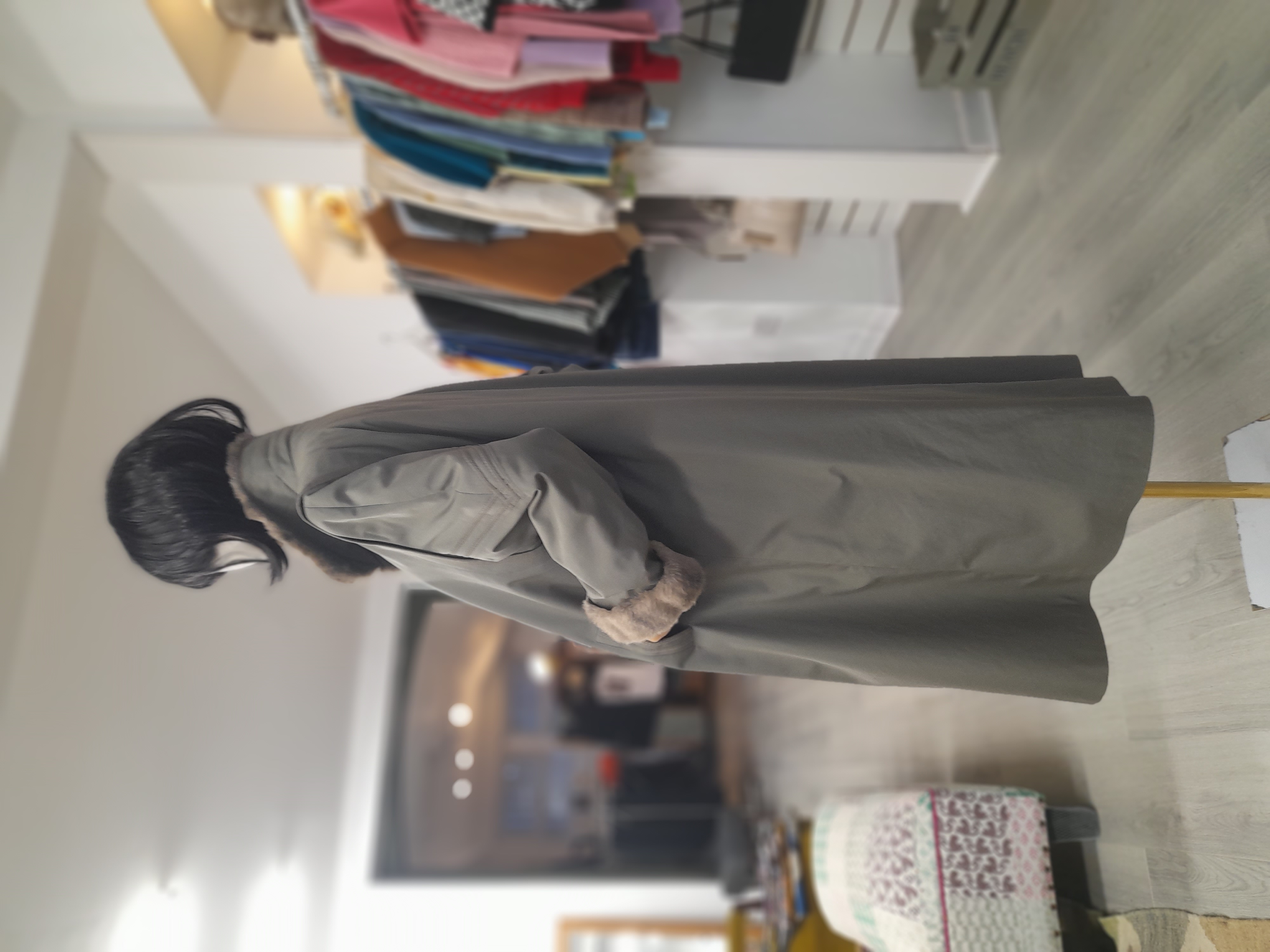 Vintage Dannimac 80's Long Trench Coat with Faux Fur Trim, Size L