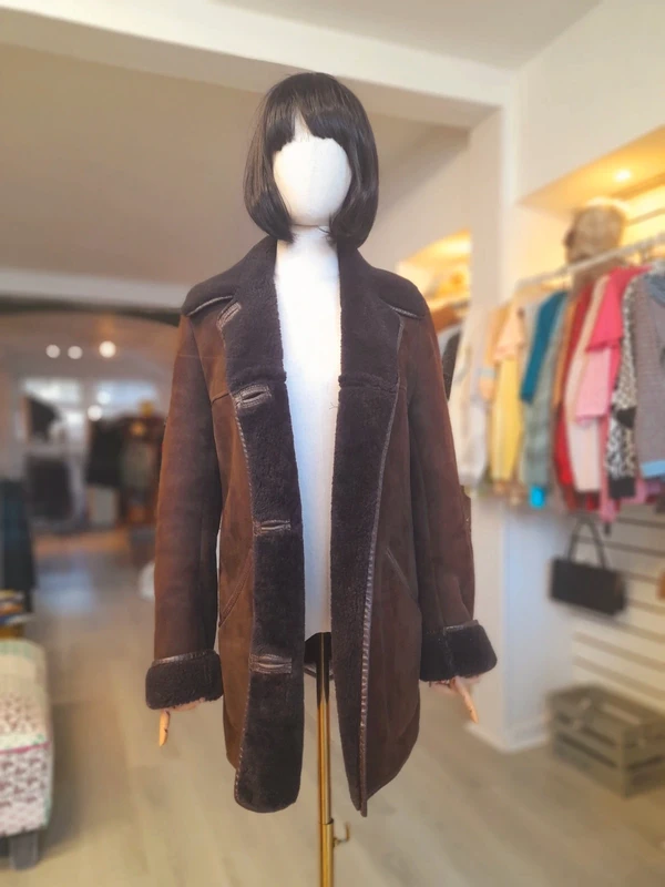 Vintage 70s Nurseys Sheepskin Brown Woman Coat, Size M