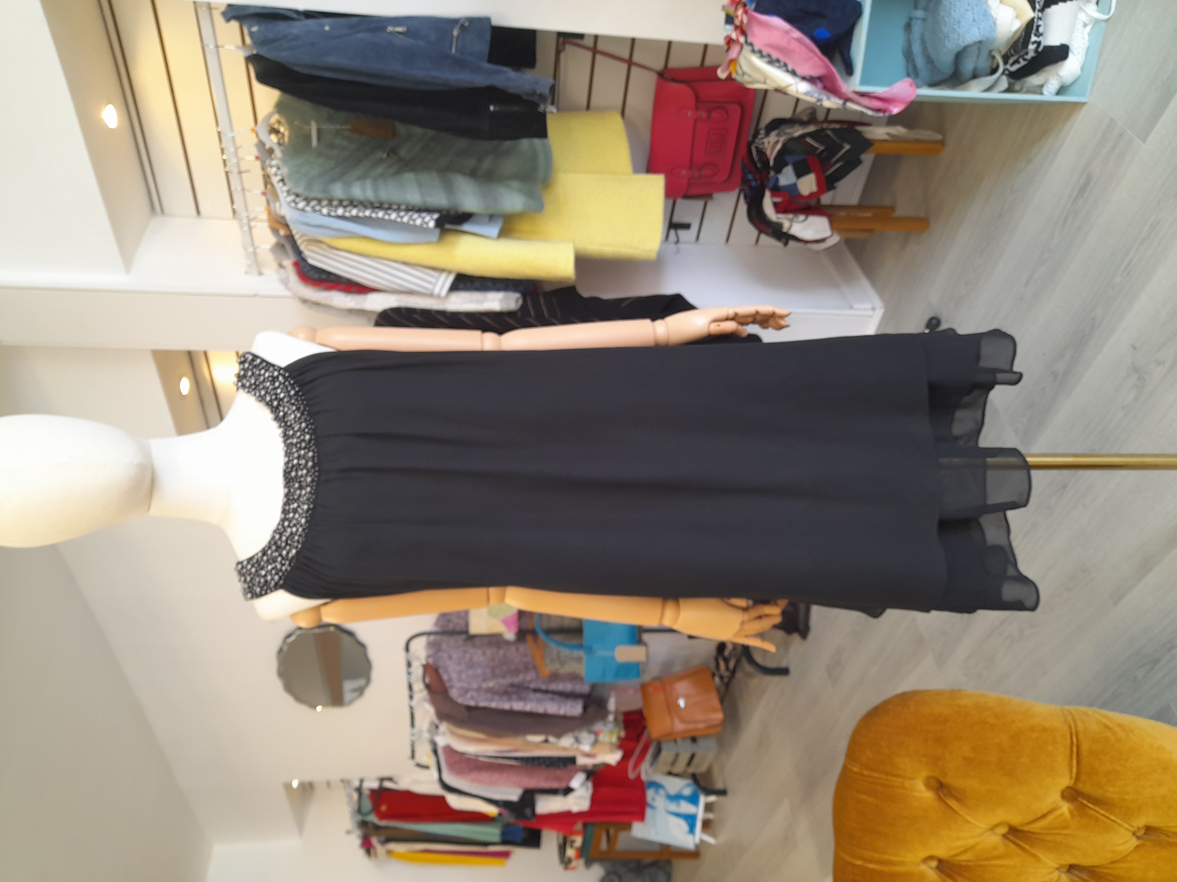 ROMAN Black layered and flare dress, Size 22