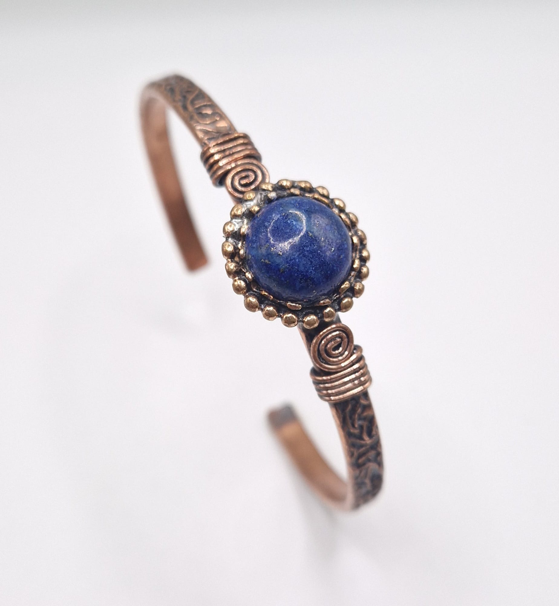 Lapis Lazuli Bracelet – Copper & Gold Adjustable Design