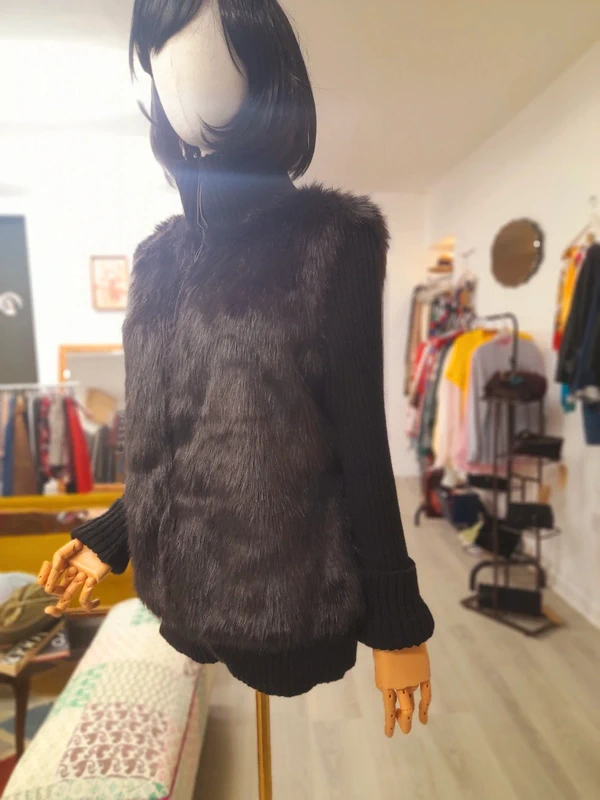 South - Faux Fur & Knit Cardigan, Size 14 to 16