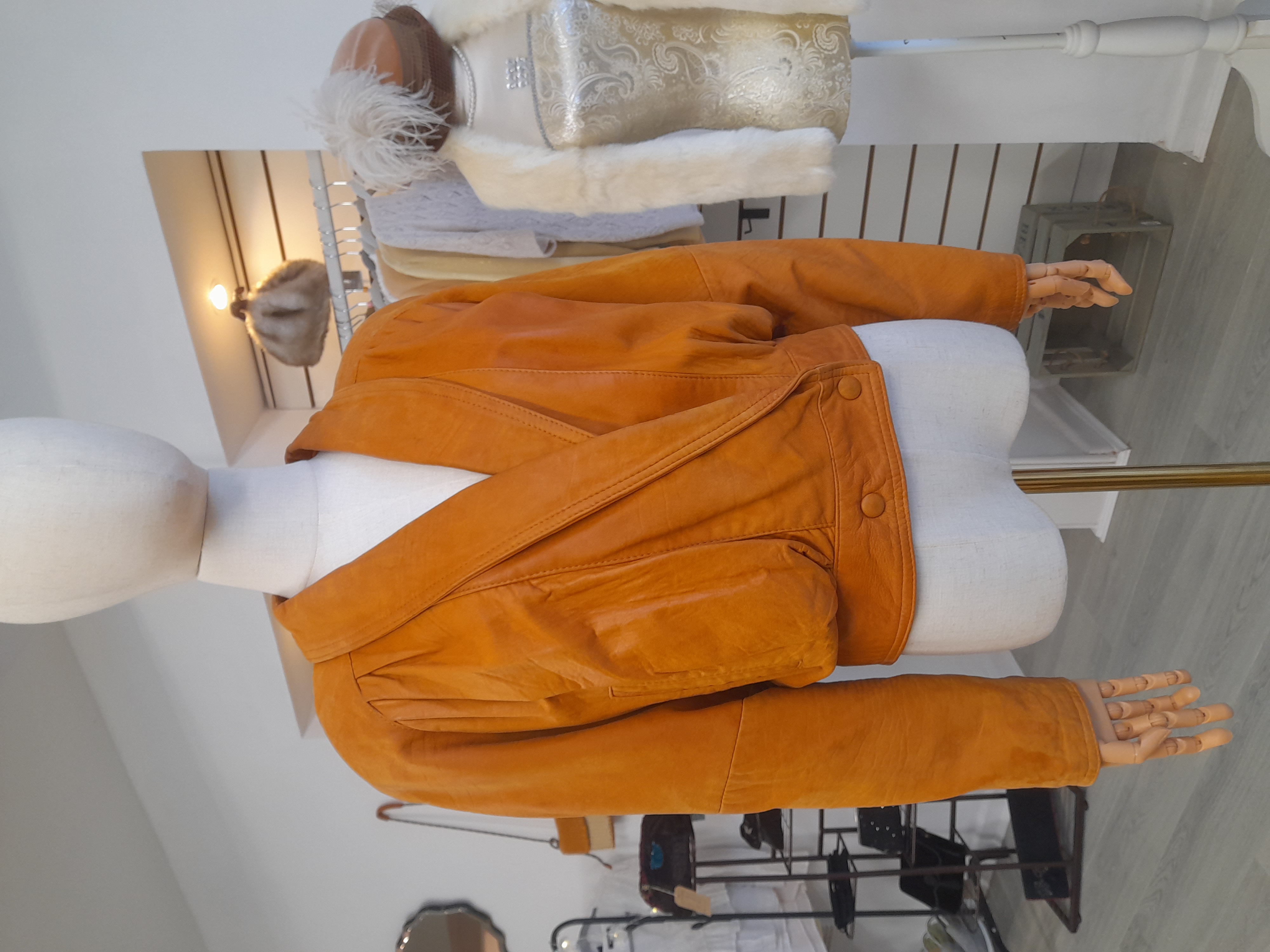 Vintage 80s Suede Orangy Brown Jacket, Size S