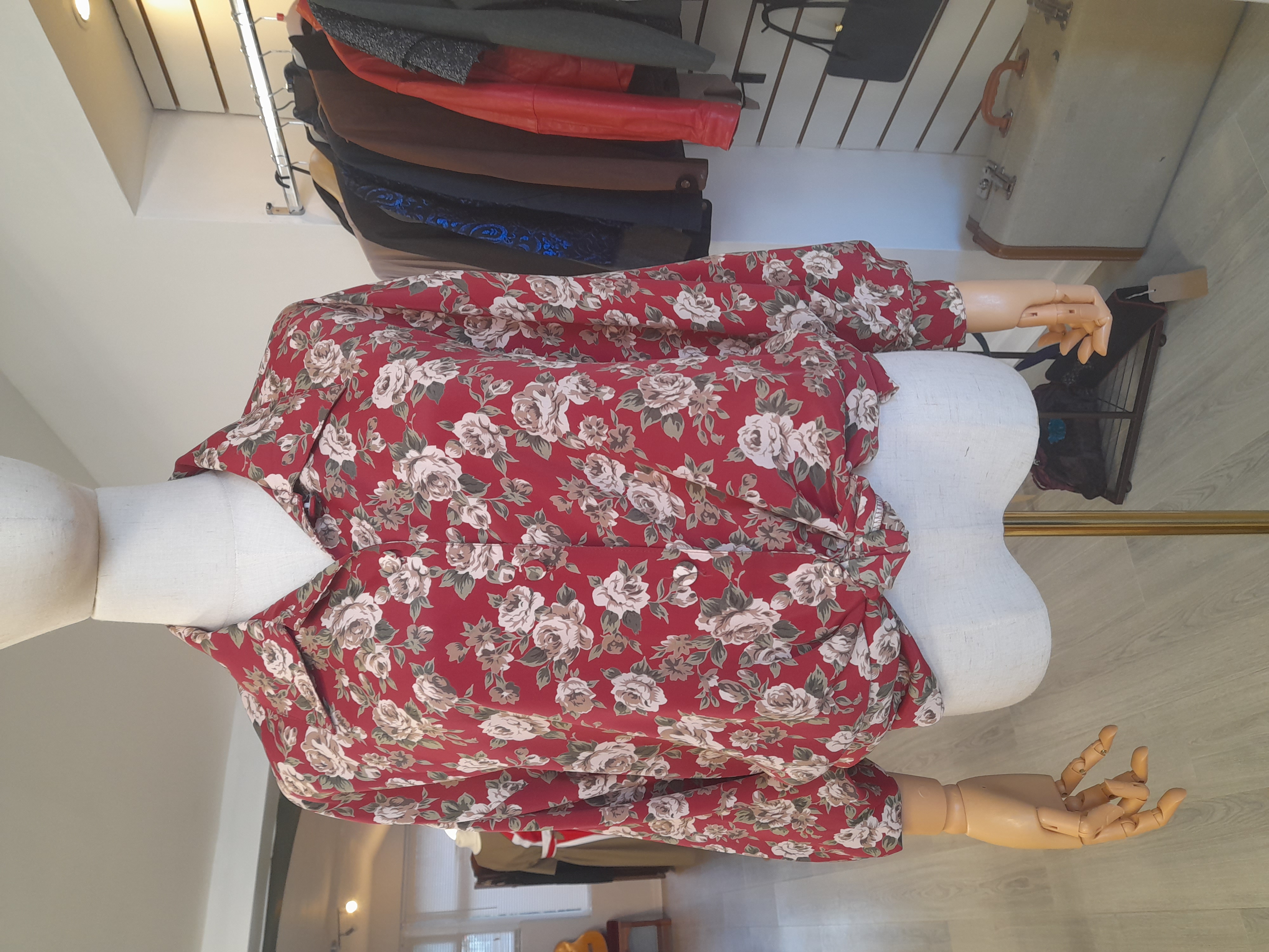 Vintage Charlotte Halton Burgundy Flowery Shirt, Size 12