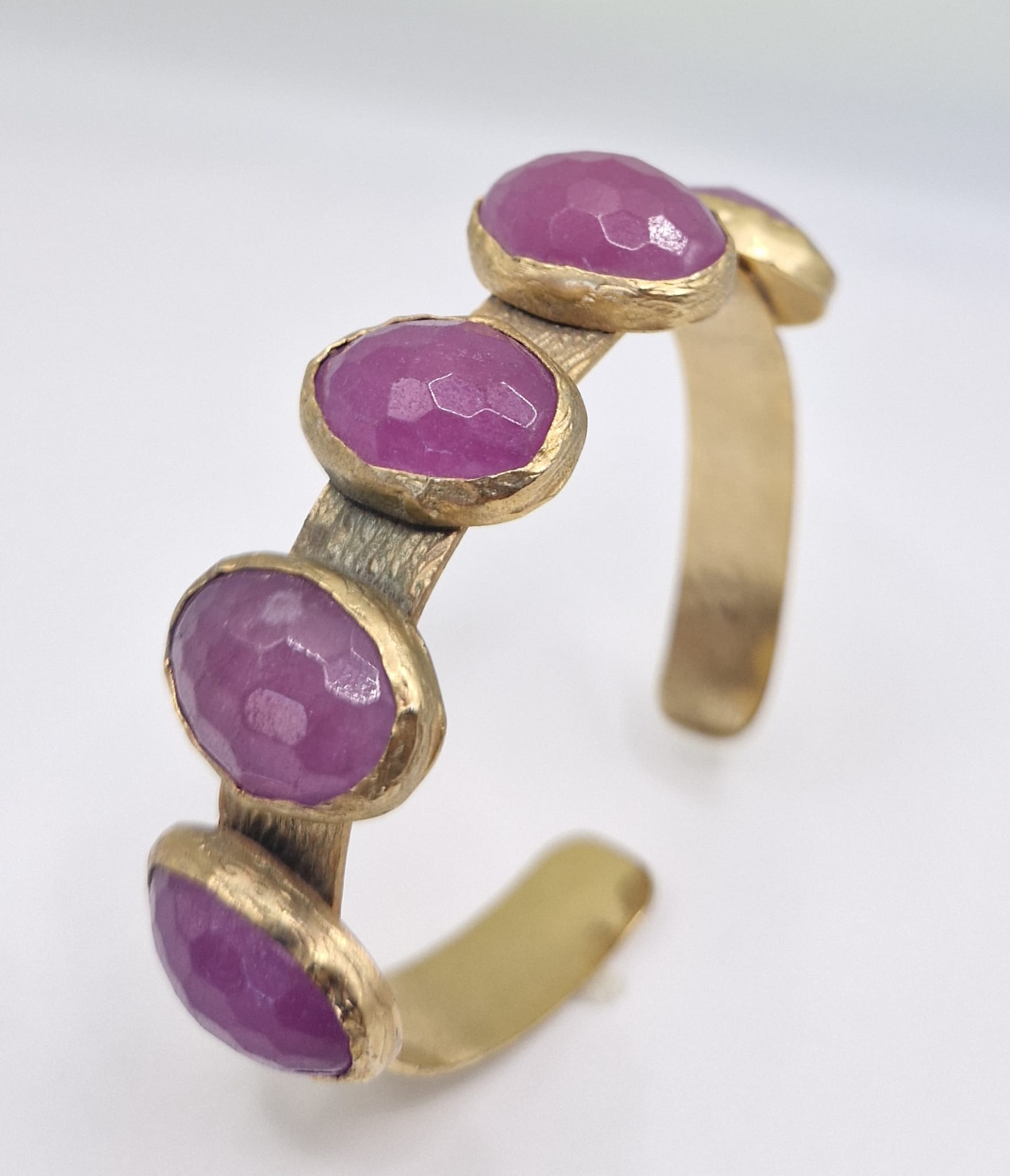 Purple Agate Adjustable Gold-plated Bracelet – Handmade Gemstone Jewelry