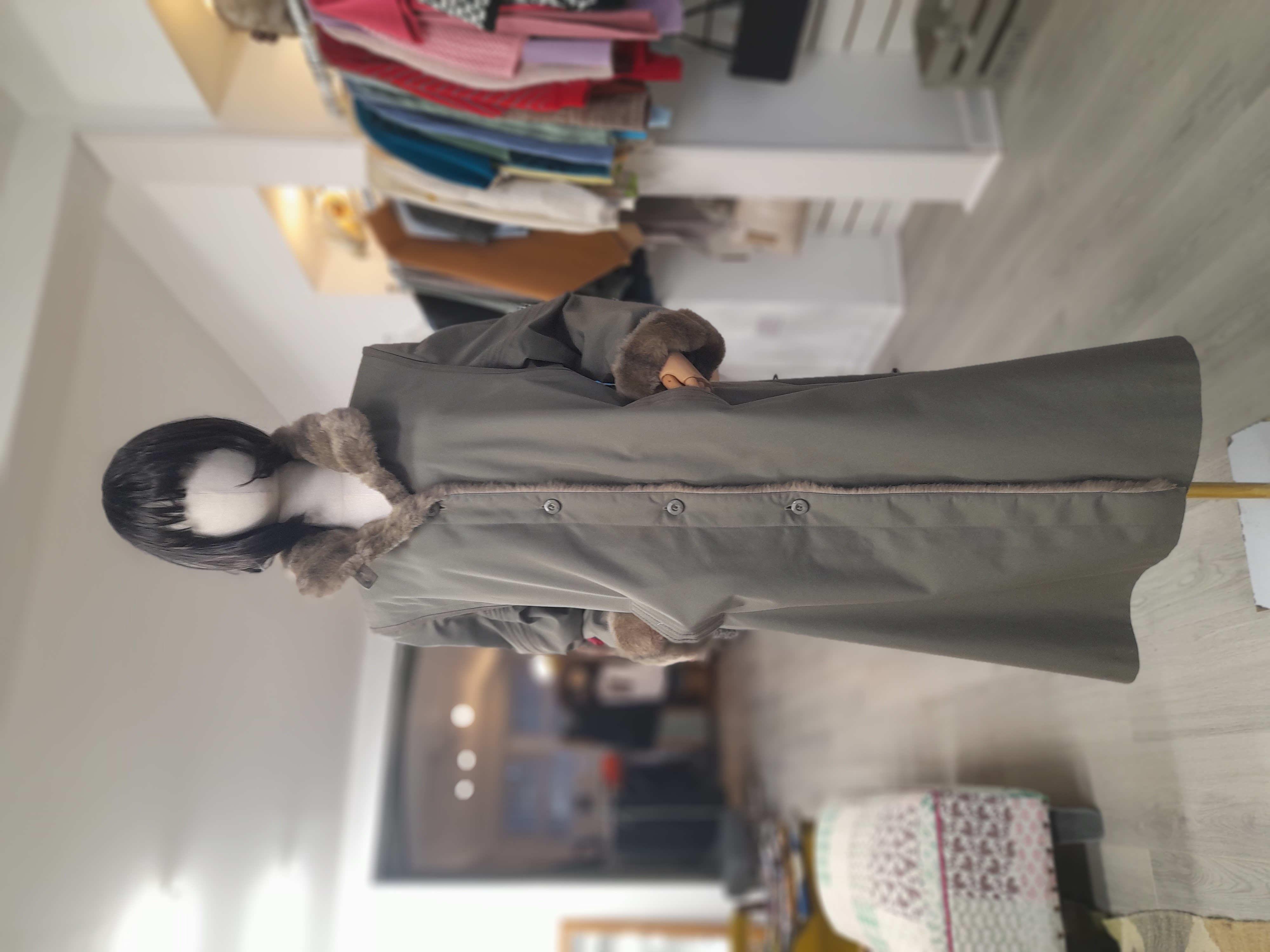 Vintage Dannimac 80's Long Trench Coat with Faux Fur Trim, Size L