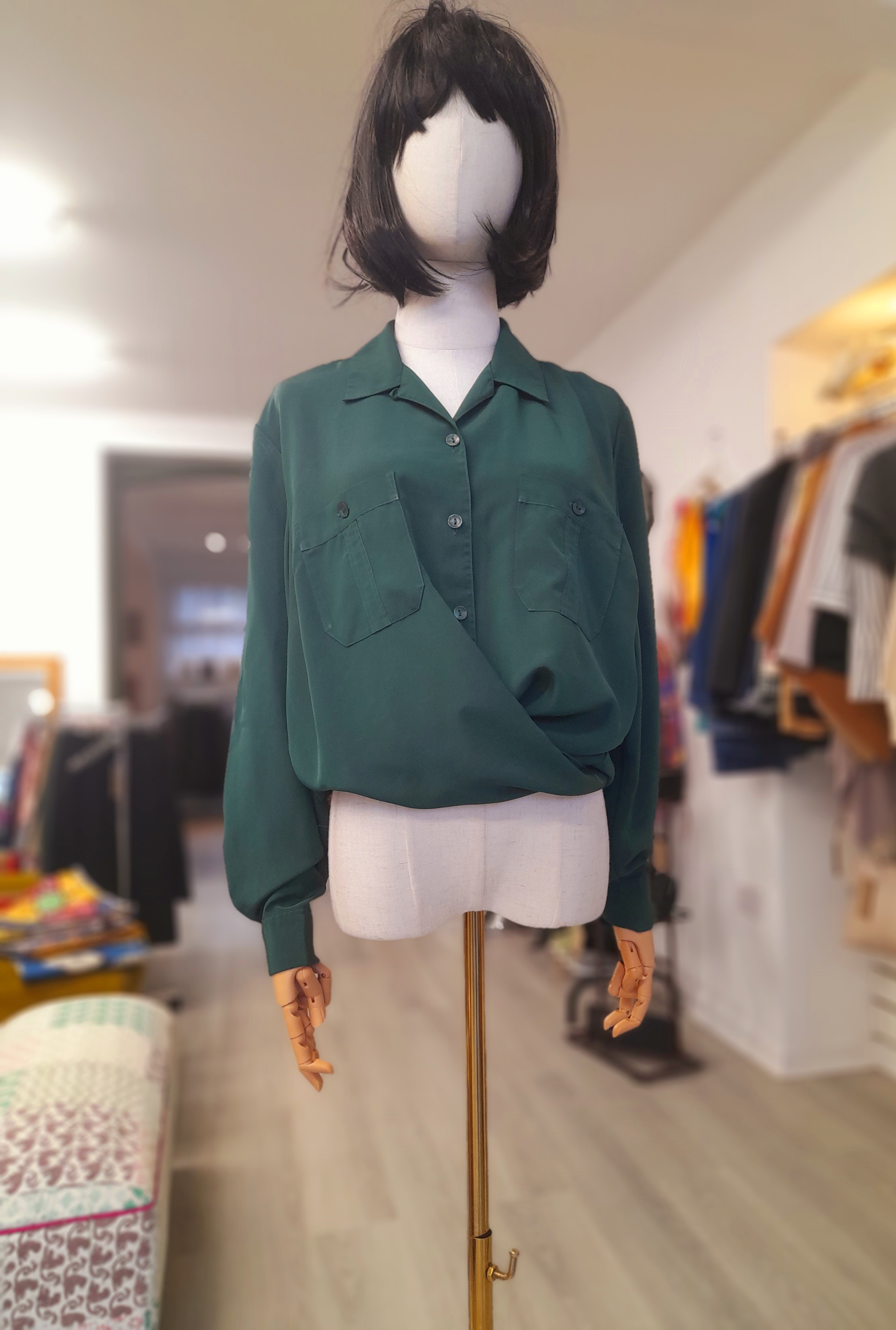 Vintage St Michael's Deep Green Blouse, Size L