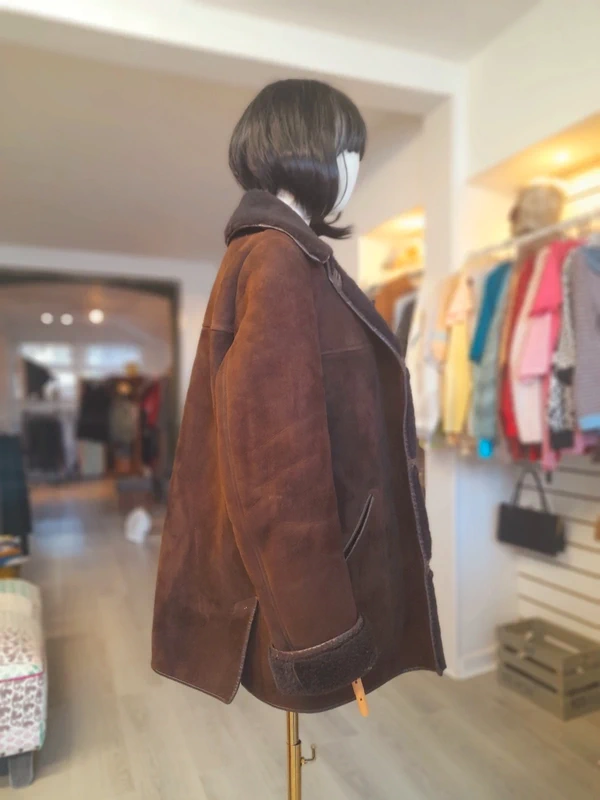 Vintage 70s Nurseys Sheepskin Brown Woman Coat, Size M