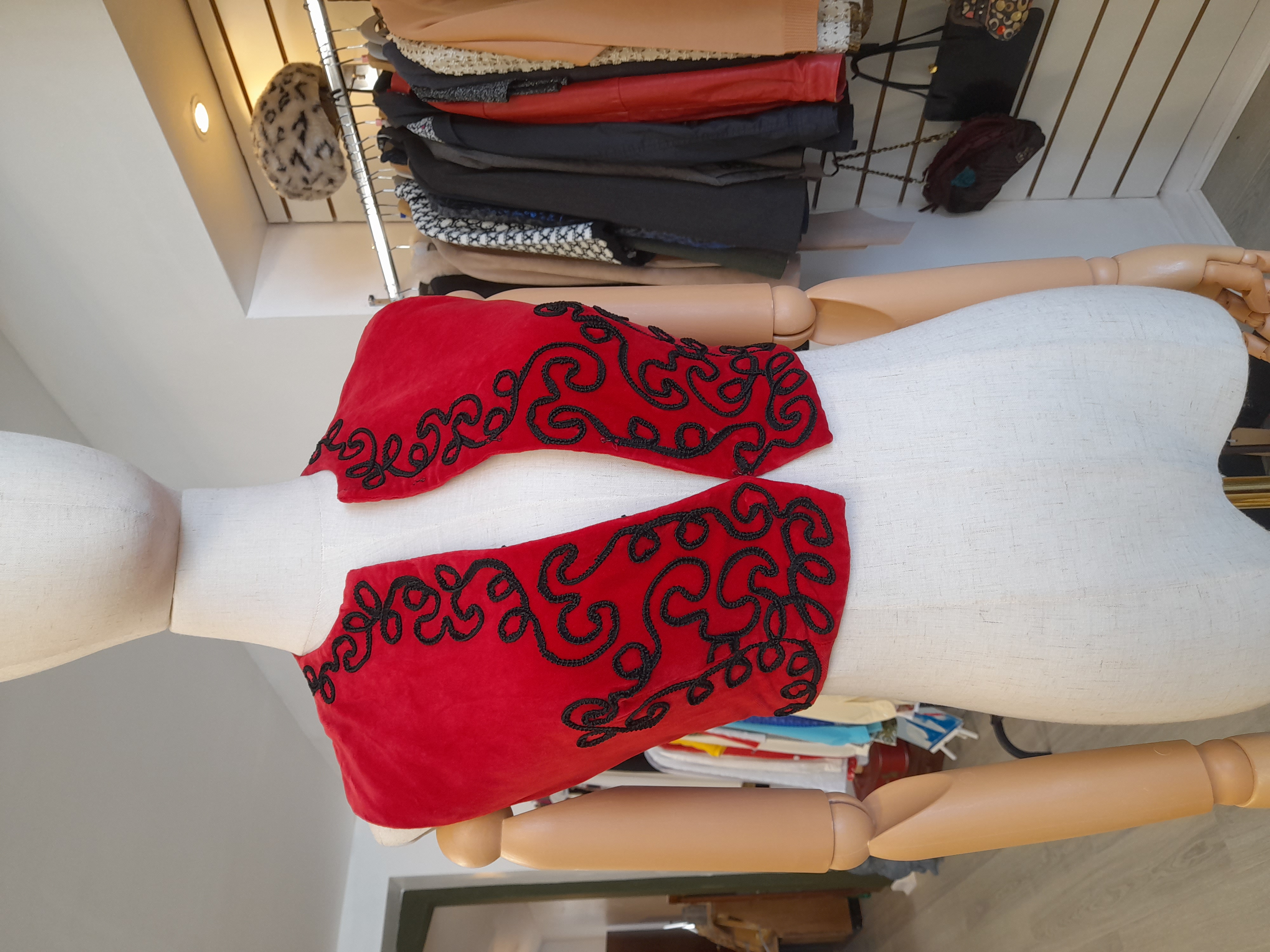 Vintage Herselle Embodied Velvet Waistcoat, Size XXS to XS