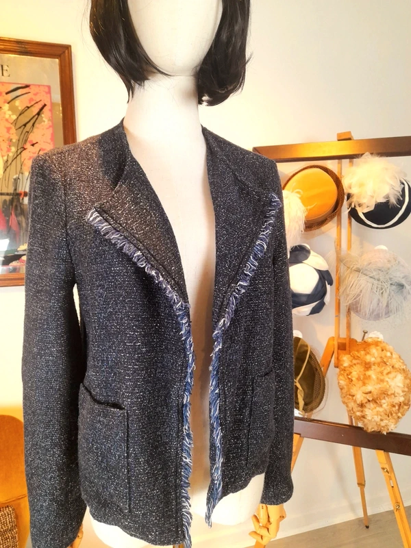 Jeager Cotton Blend Navy Jacket, Size 10