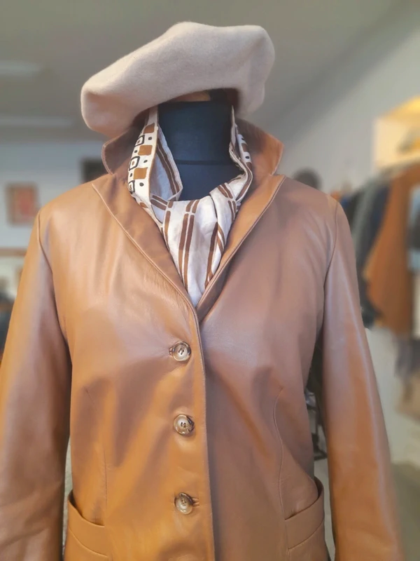 Minuet Leather Light Brown/ Tan Blazer Jacket, Size 14