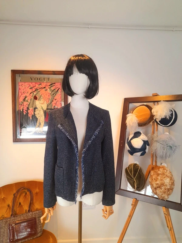 Jeager Cotton Blend Navy Jacket, Size 10