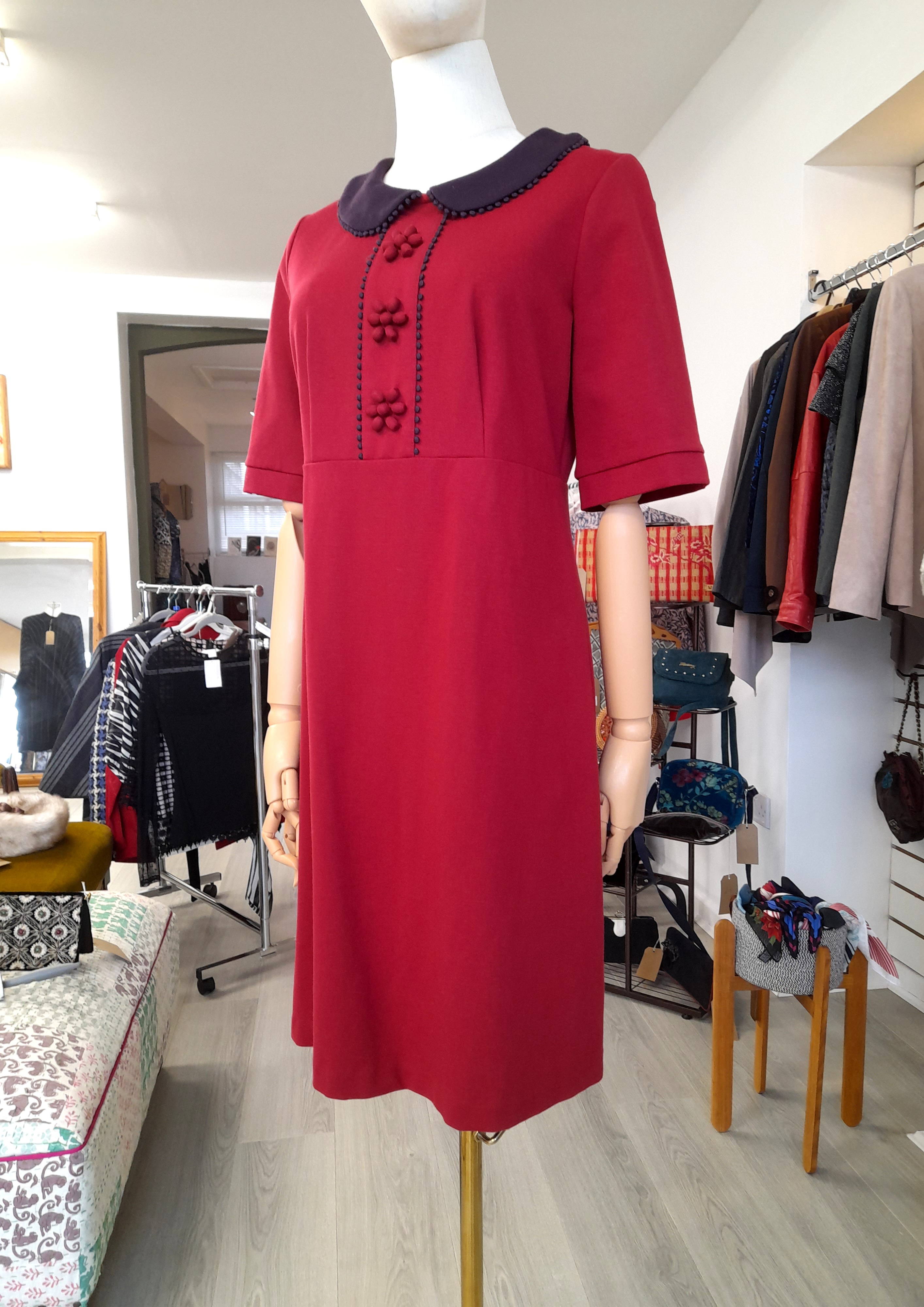 60's inspired mini Boden Burgundy Dress, Size L