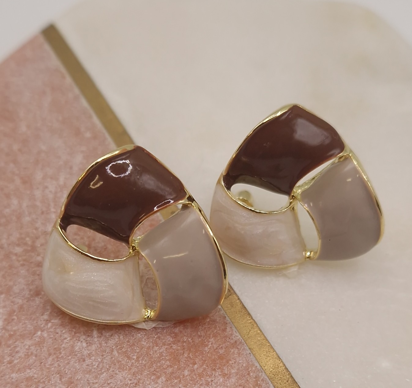 gold-tone geometric triangle stud earrings