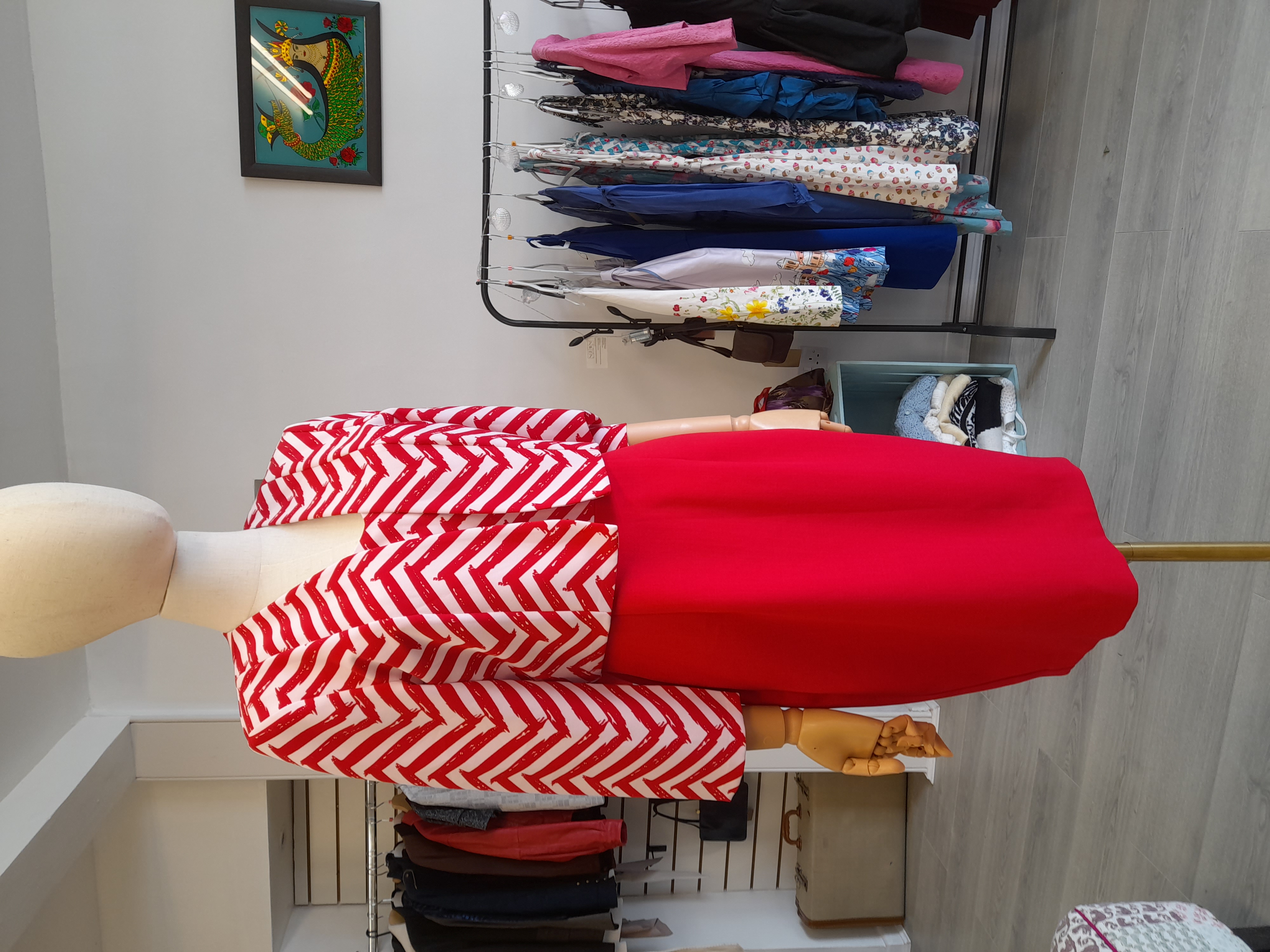 GLITZ, Red and White Jacket and Dress Set, Size 12 