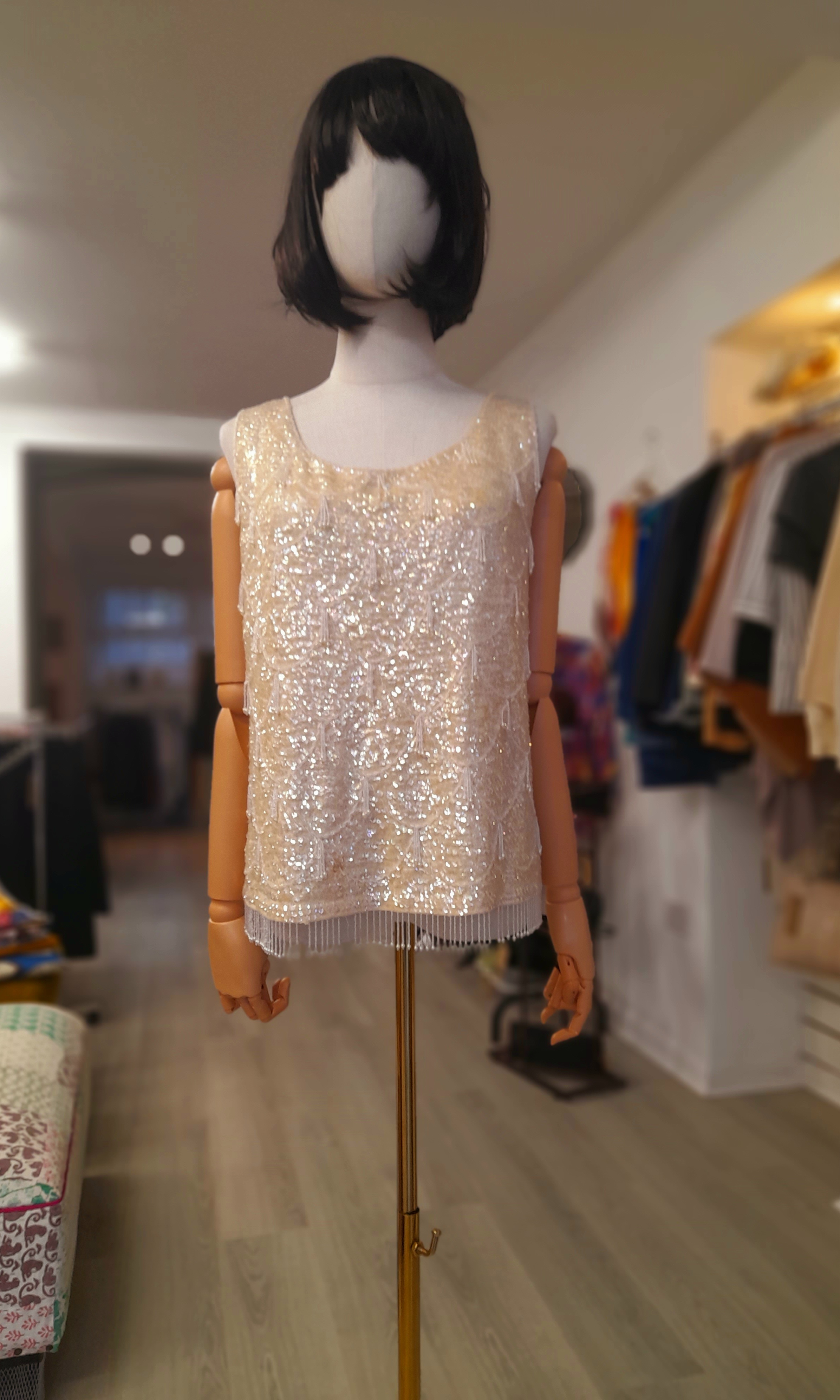 Vintage 1960s sequin evening top, Wool, Size M to L