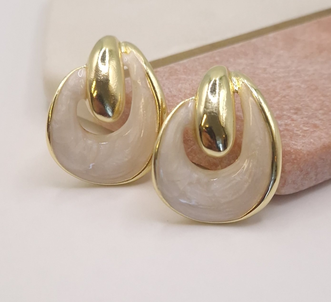 chunky gold-tone stud earrings
