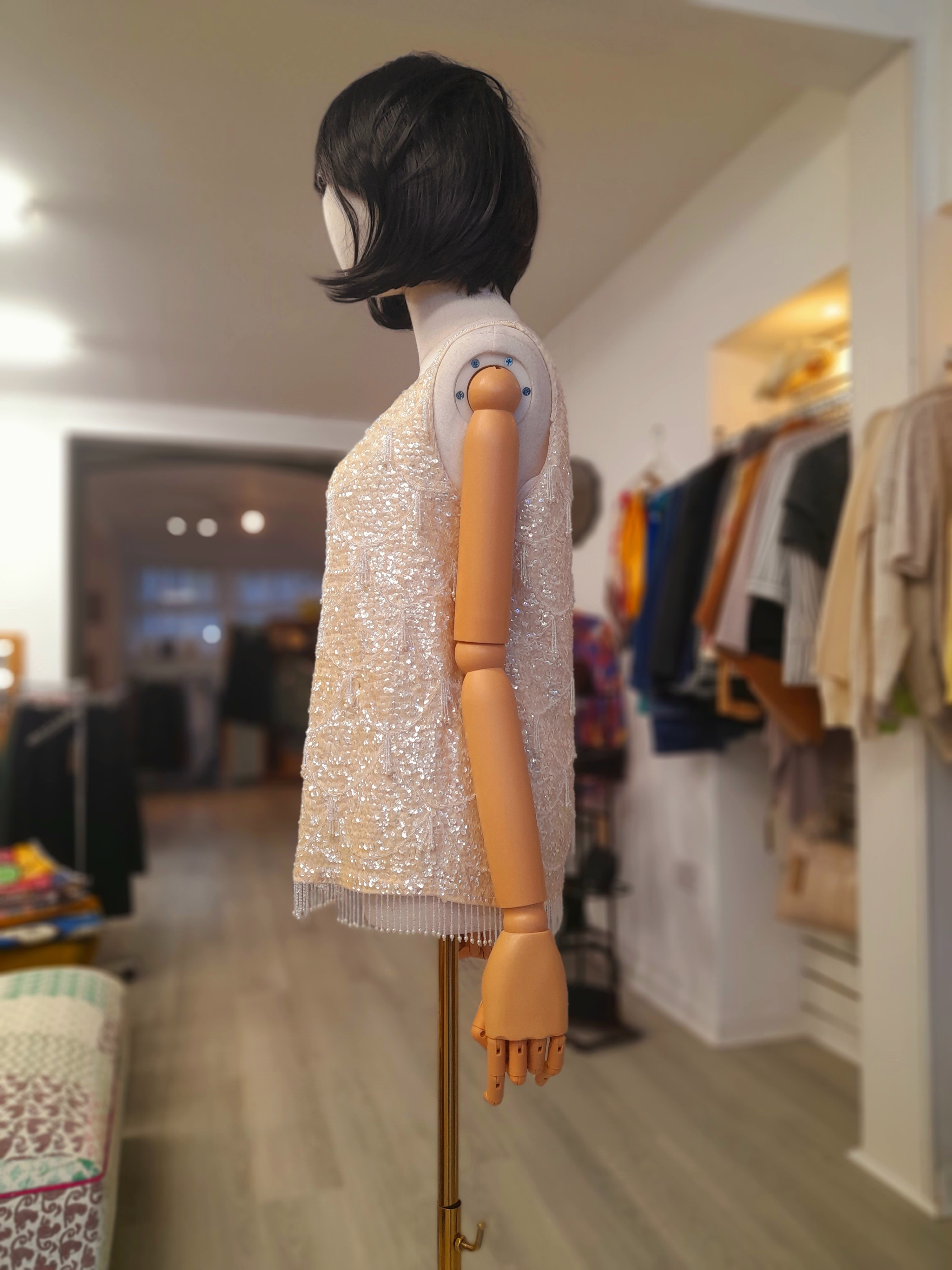 Vintage 1960s sequin evening top, Wool, Size M to L