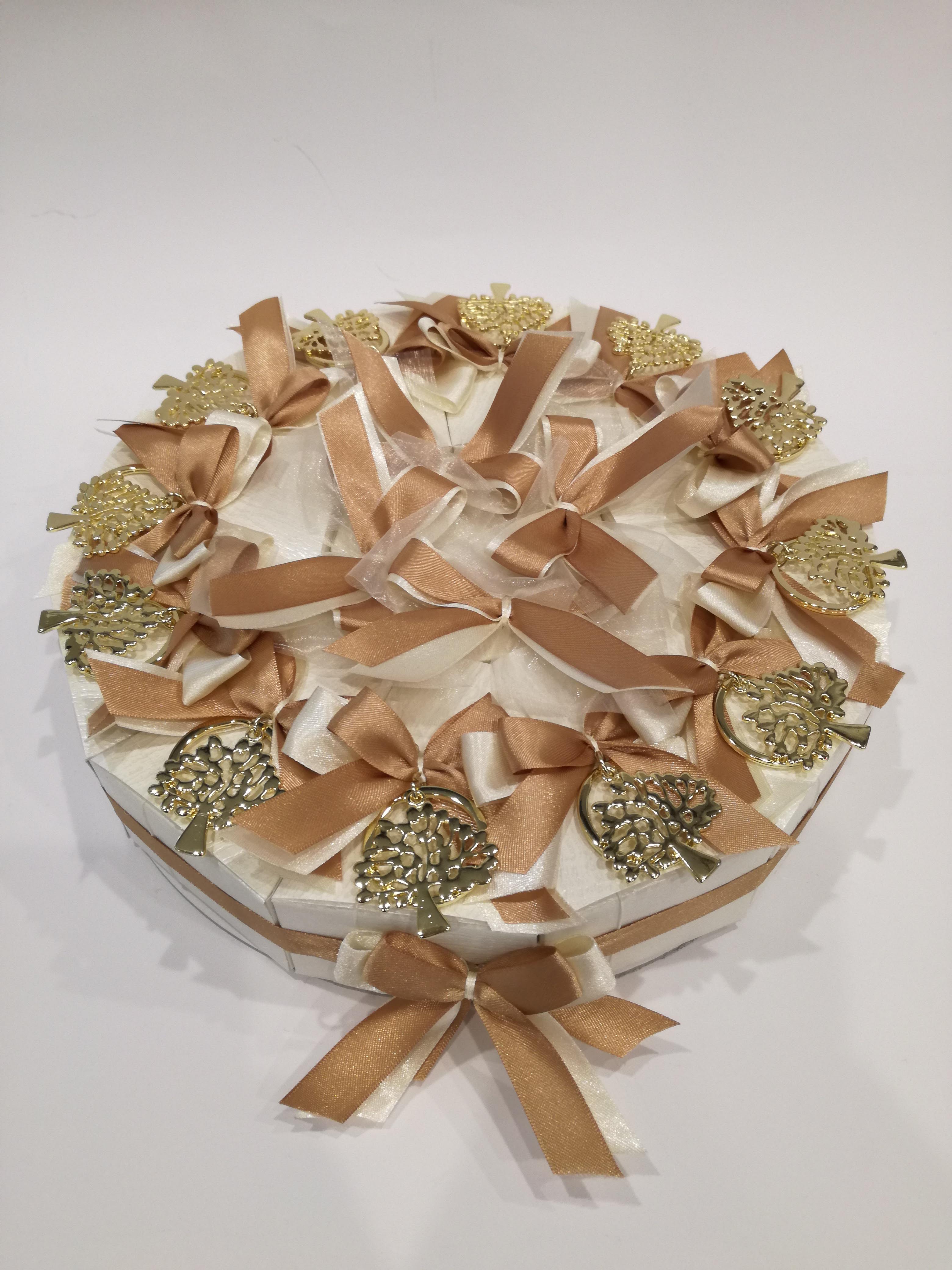 torta bomboniera albero della vita portachiavi dorato (12 pz)