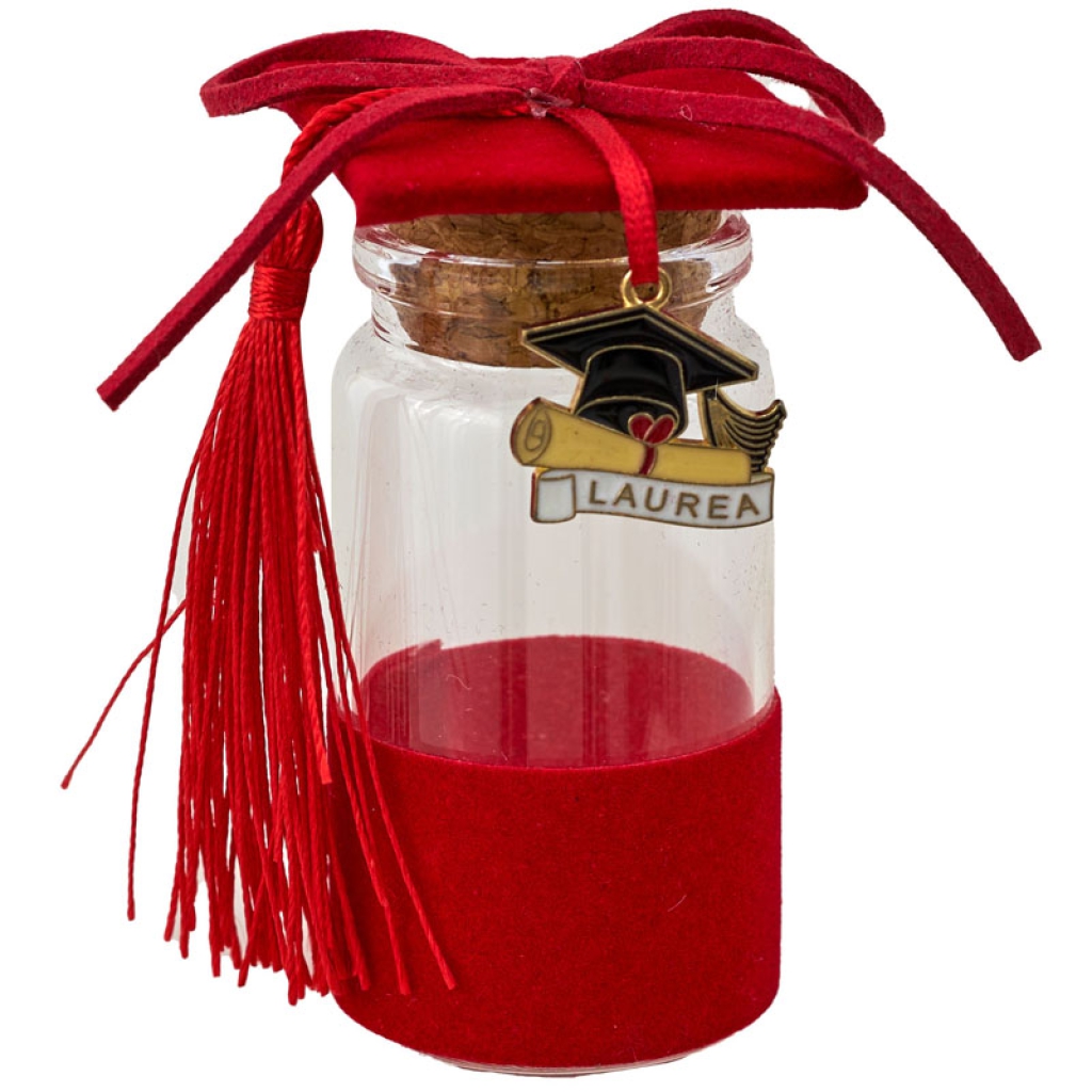 barattolo laurea con tocco e ciondolo