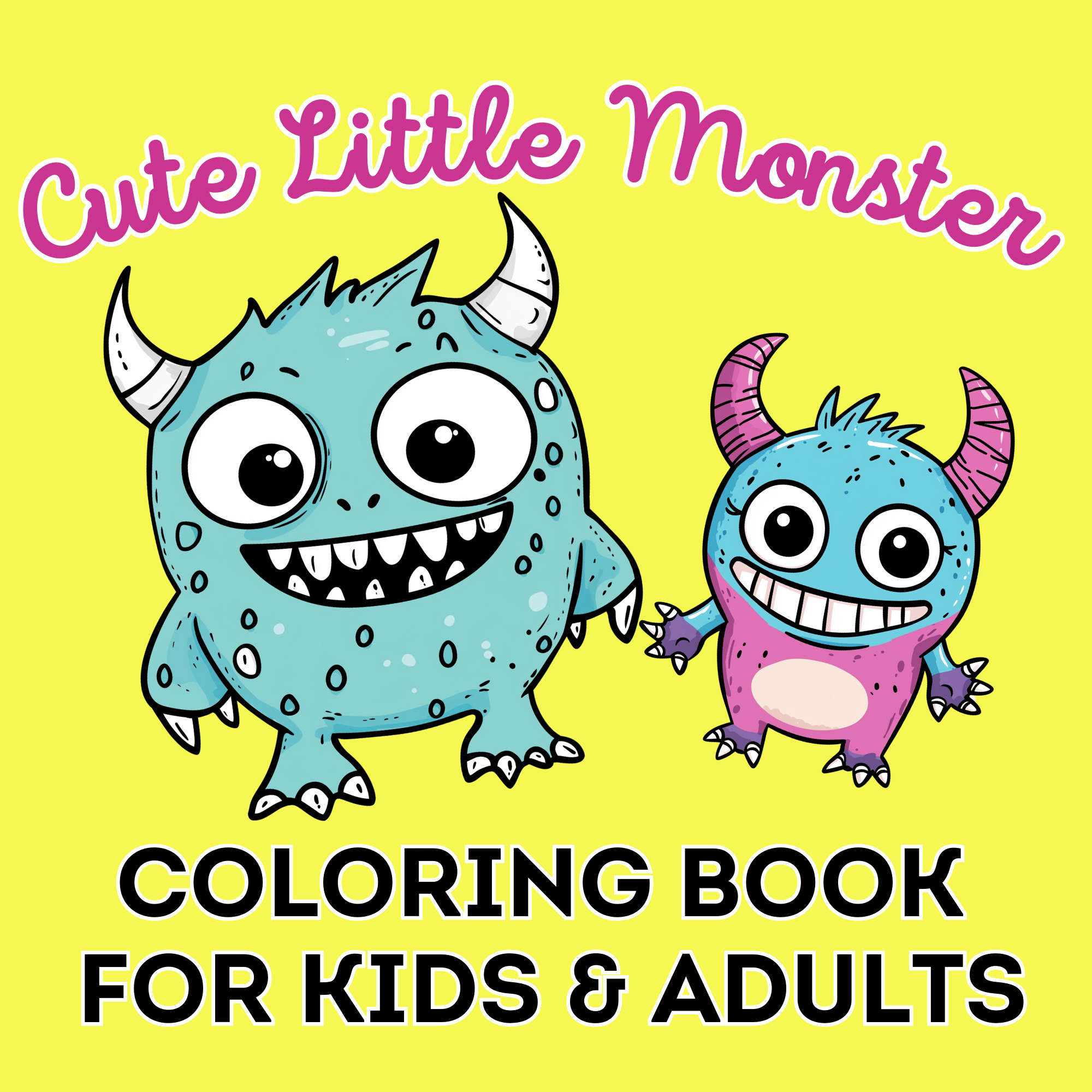 Cute Little Monster Coloring Book For Kids & Adults: 40 Bold & Easy Coloring Pages For Relaxation And Creativity