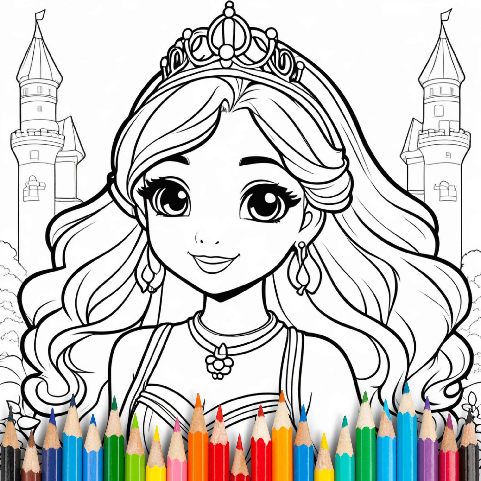 Cute Little Prinzess Coloring Book For Kids & Adults: 37 Bold And Easy Coloring Pages For Relaxation and Creativity