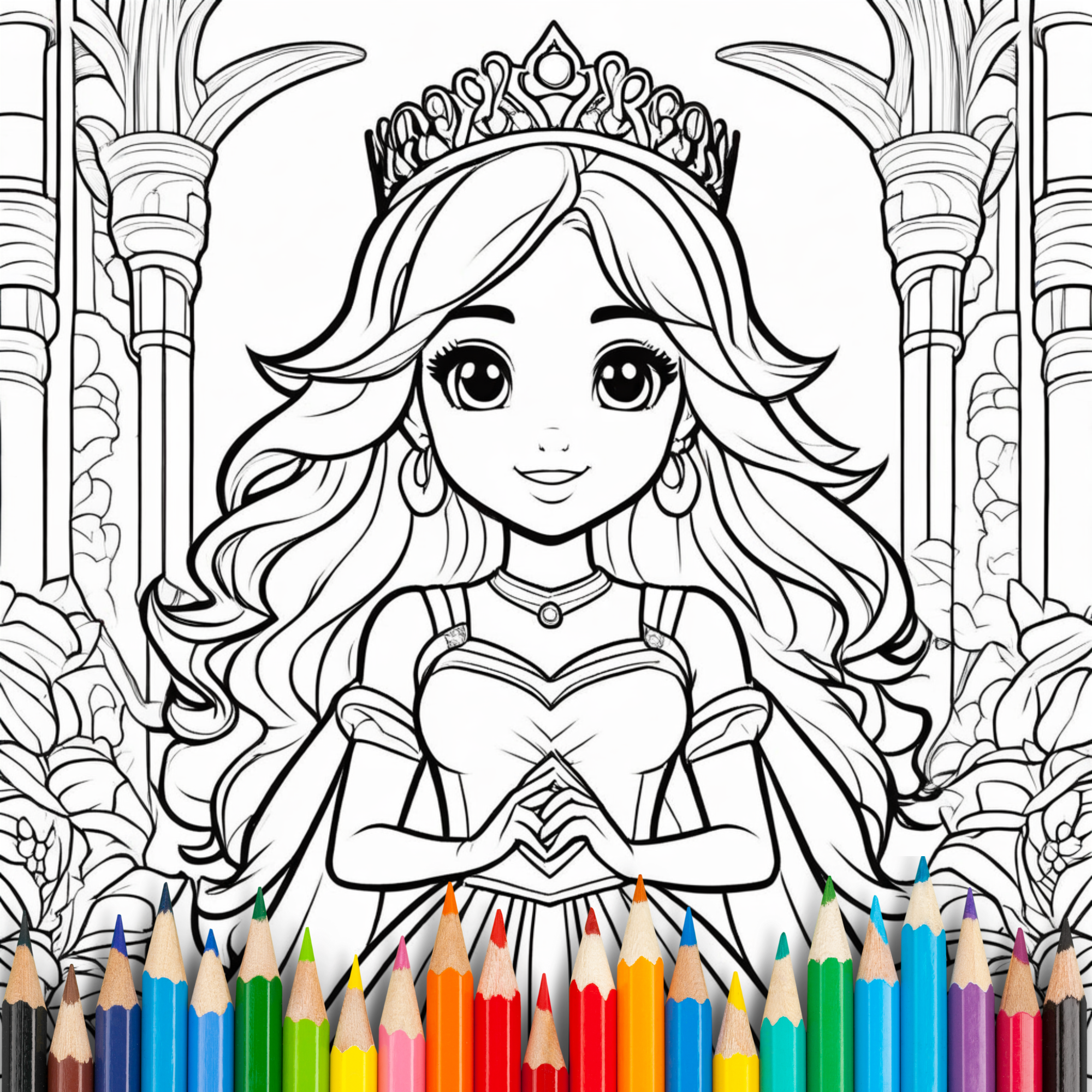 Cute Little Prinzess Coloring Book For Kids & Adults: 37 Bold And Easy Coloring Pages For Relaxation and Creativity