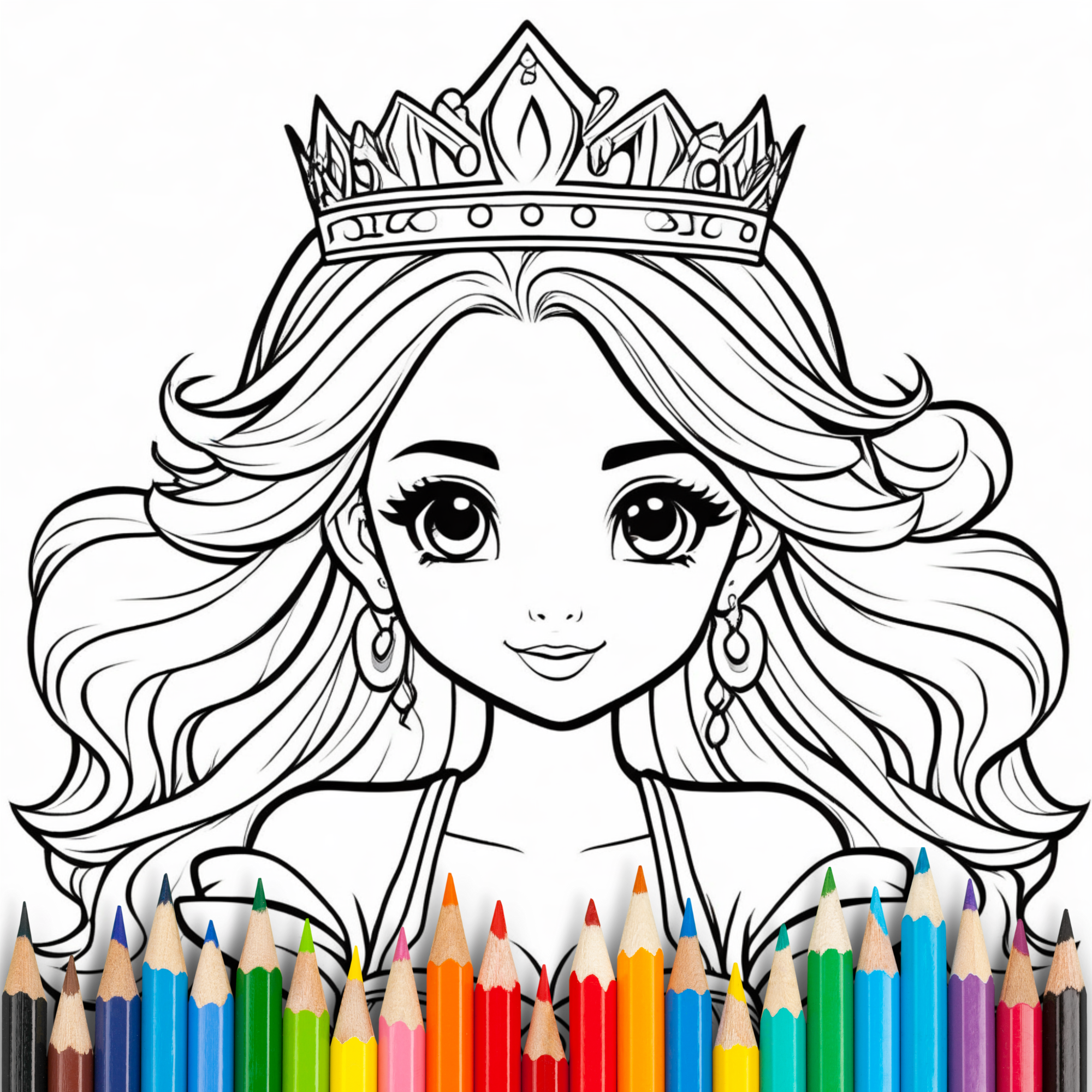 Cute Little Prinzess Coloring Book For Kids & Adults: 37 Bold And Easy Coloring Pages For Relaxation and Creativity