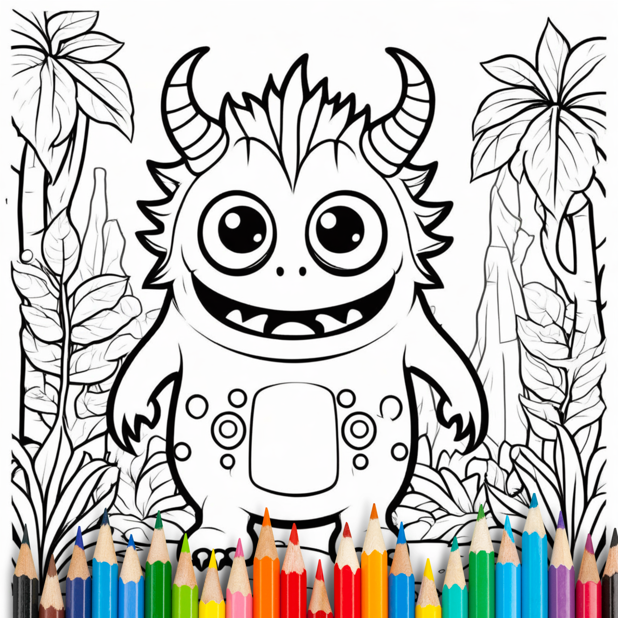 Cute Little Monster Coloring Book For Kids & Adults: 40 Bold & Easy Coloring Pages For Relaxation And Creativity