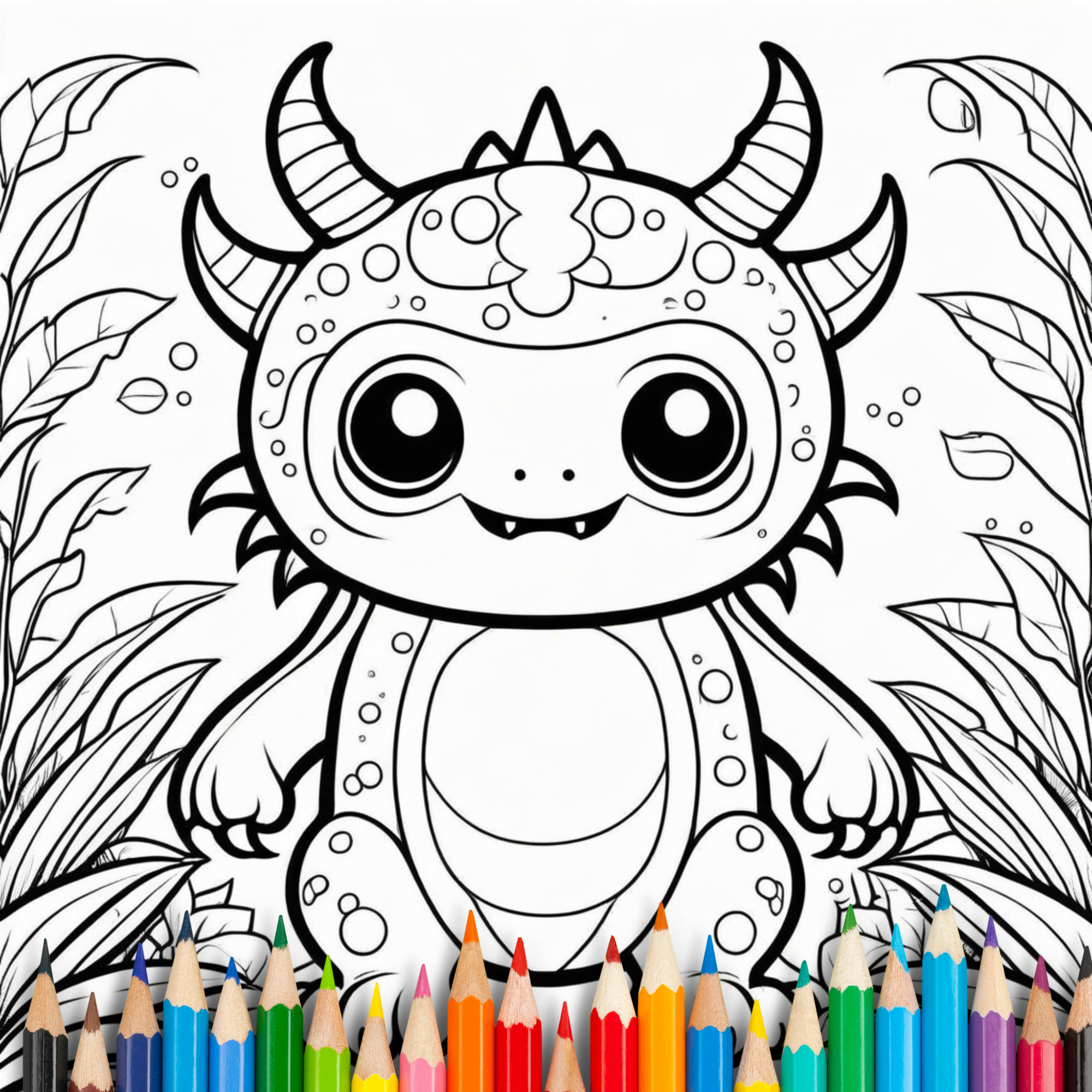 Cute Little Monster Coloring Book For Kids & Adults: 40 Bold & Easy Coloring Pages For Relaxation And Creativity