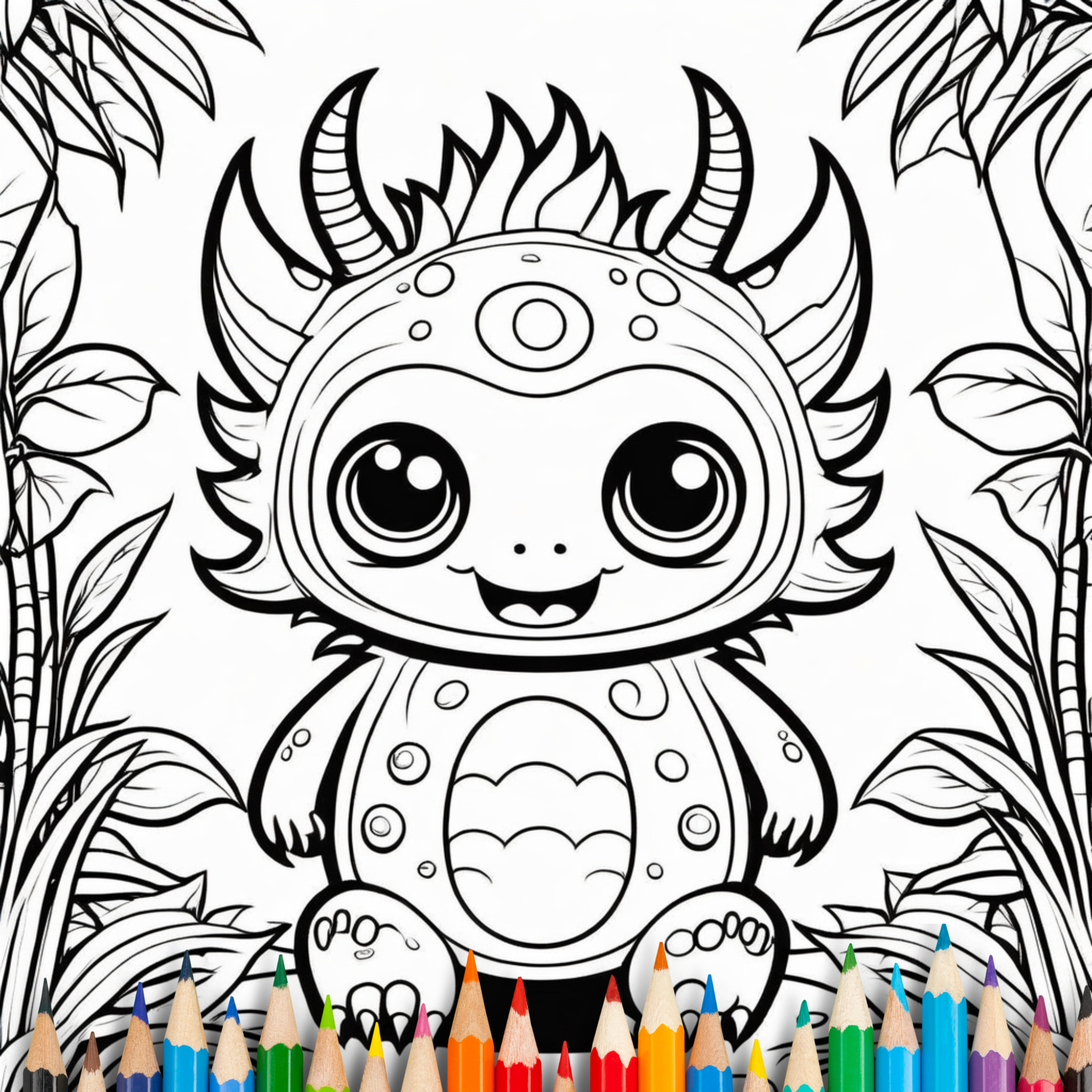 Cute Little Monster Coloring Book For Kids & Adults: 40 Bold & Easy Coloring Pages For Relaxation And Creativity