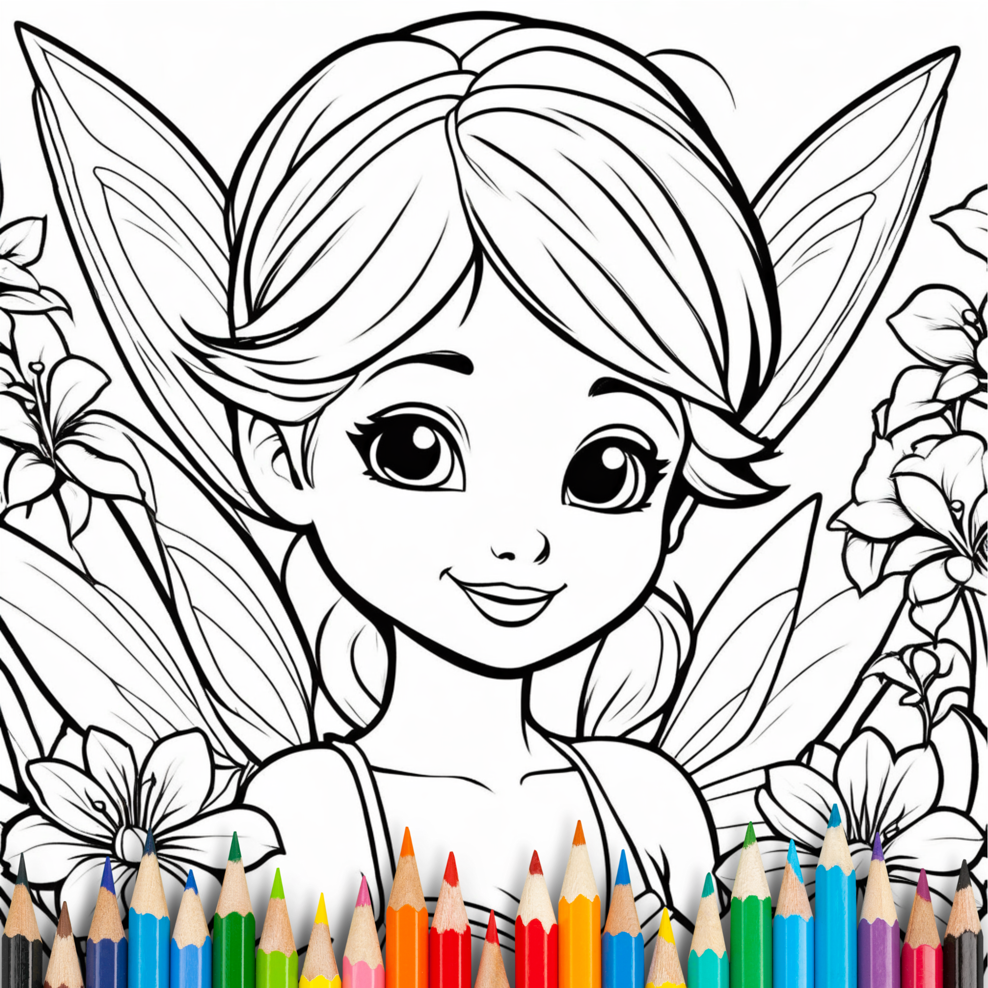Cute Little Fairies Coloring Book For Kids & Adults: 40 Bold and Easy Coloring Pages For Relaxation and Creativity