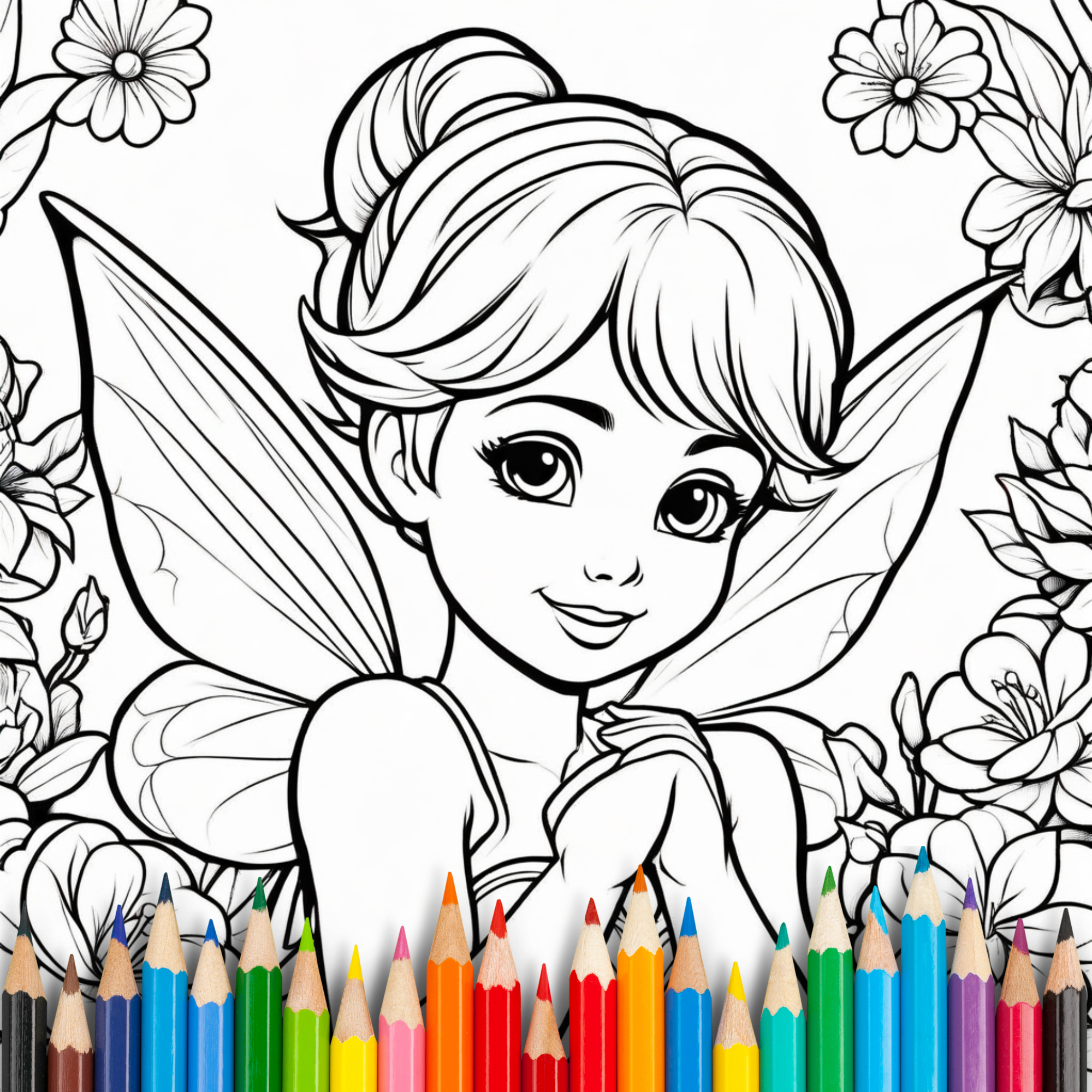 Cute Little Fairies Coloring Book For Kids & Adults: 40 Bold and Easy Coloring Pages For Relaxation and Creativity
