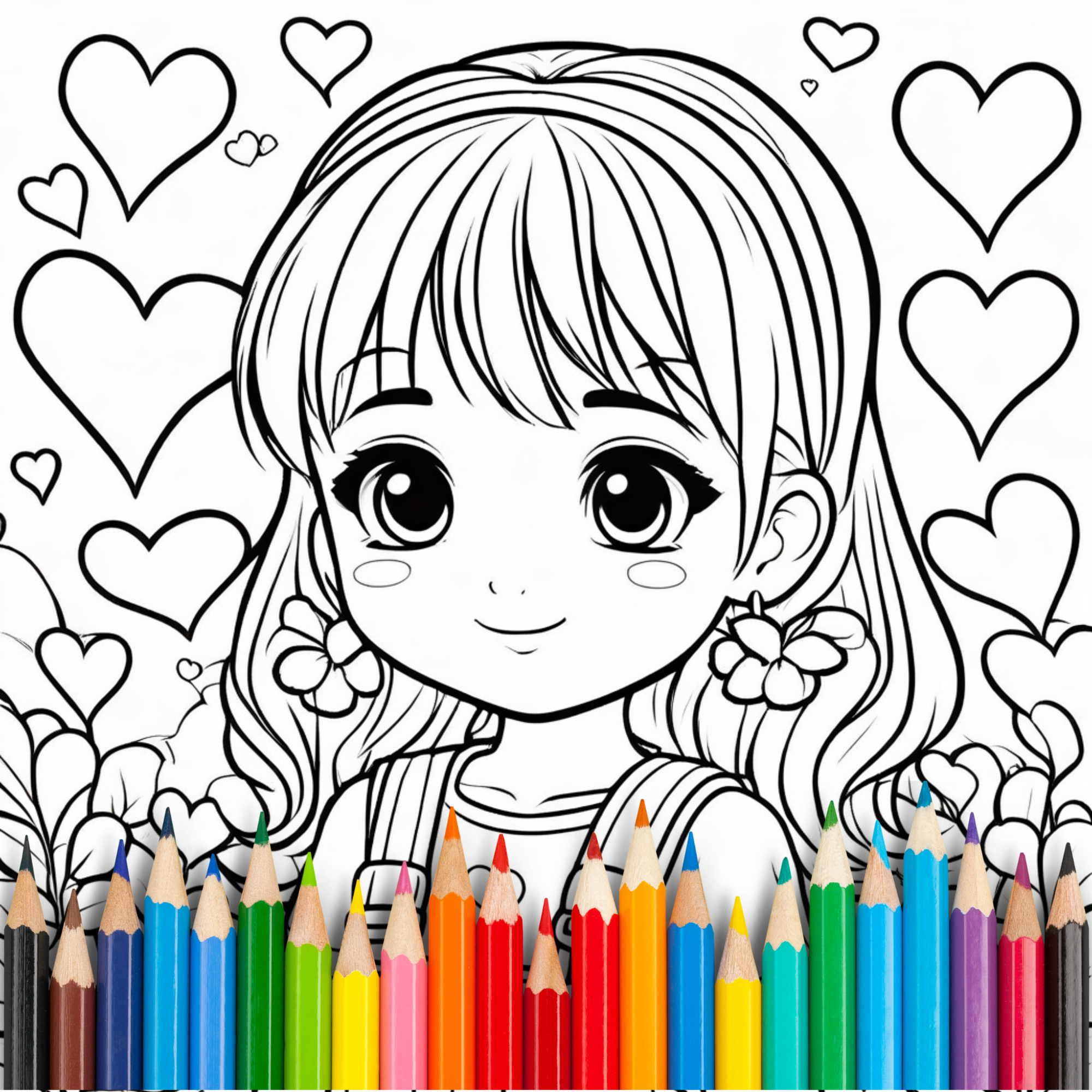 Be My Little Girl | 36 Kawaii Malvorlagen für Kinder und Erwachsene für Entspannung und Kreativität| bold & easy | Digitaler Download I Cute