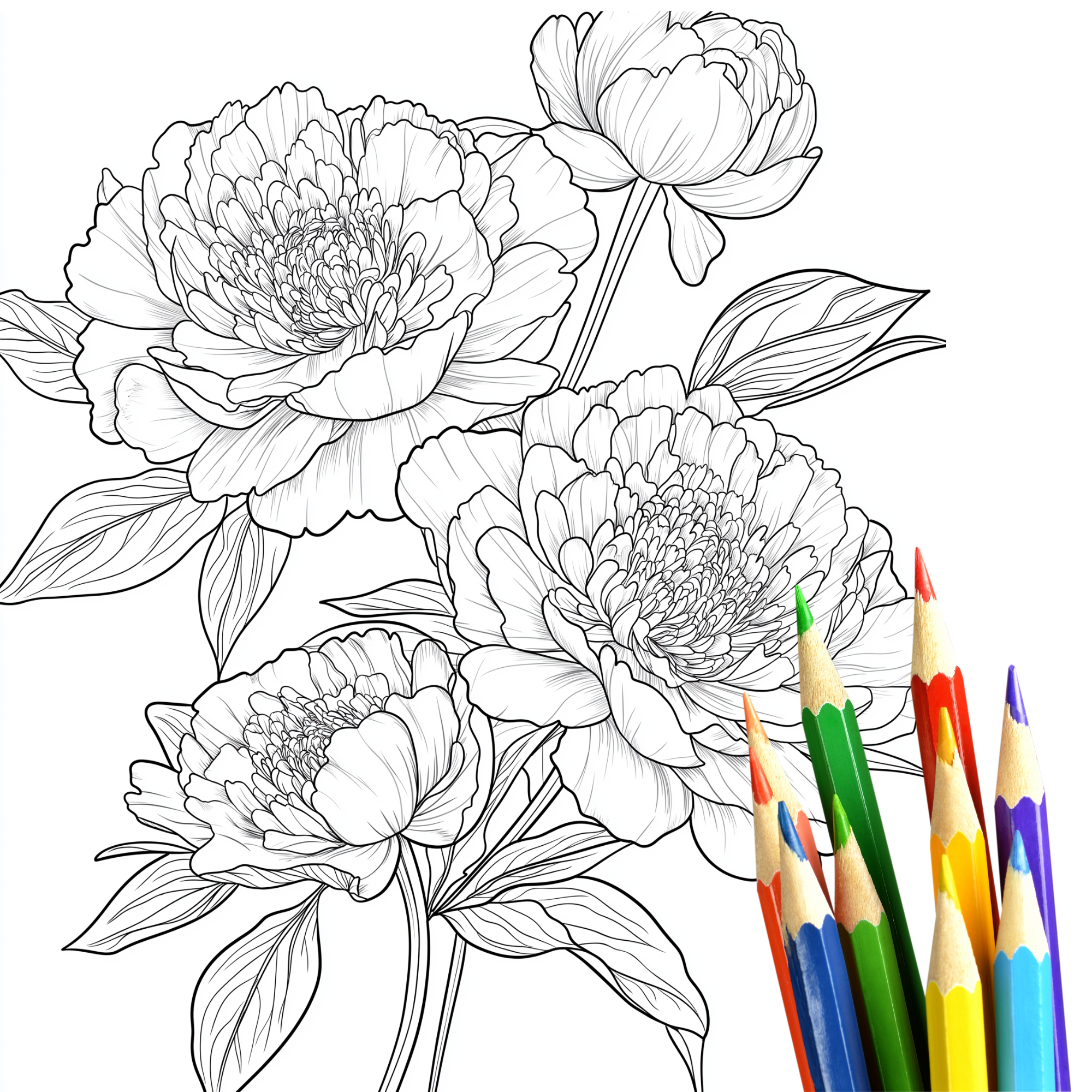 50 Detaillierte Blumen Malvorlagen für Erwachsene | Entspannendes Ausmalen | Sofort Download |Florale Muster | Kreative Auszeit Stressabbau